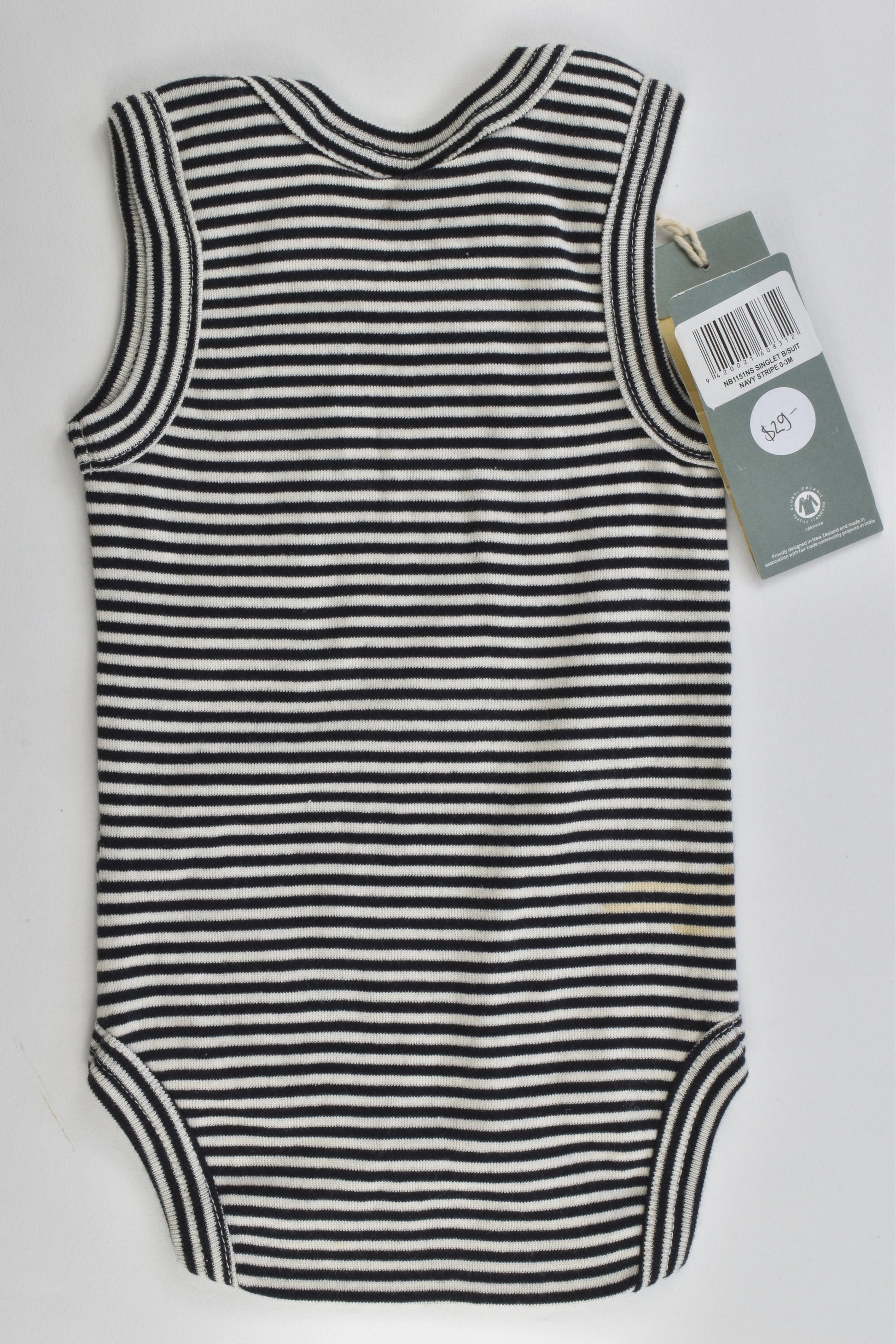 NEW Nature Baby Size 0-3 months Organic Striped Bodysuit
