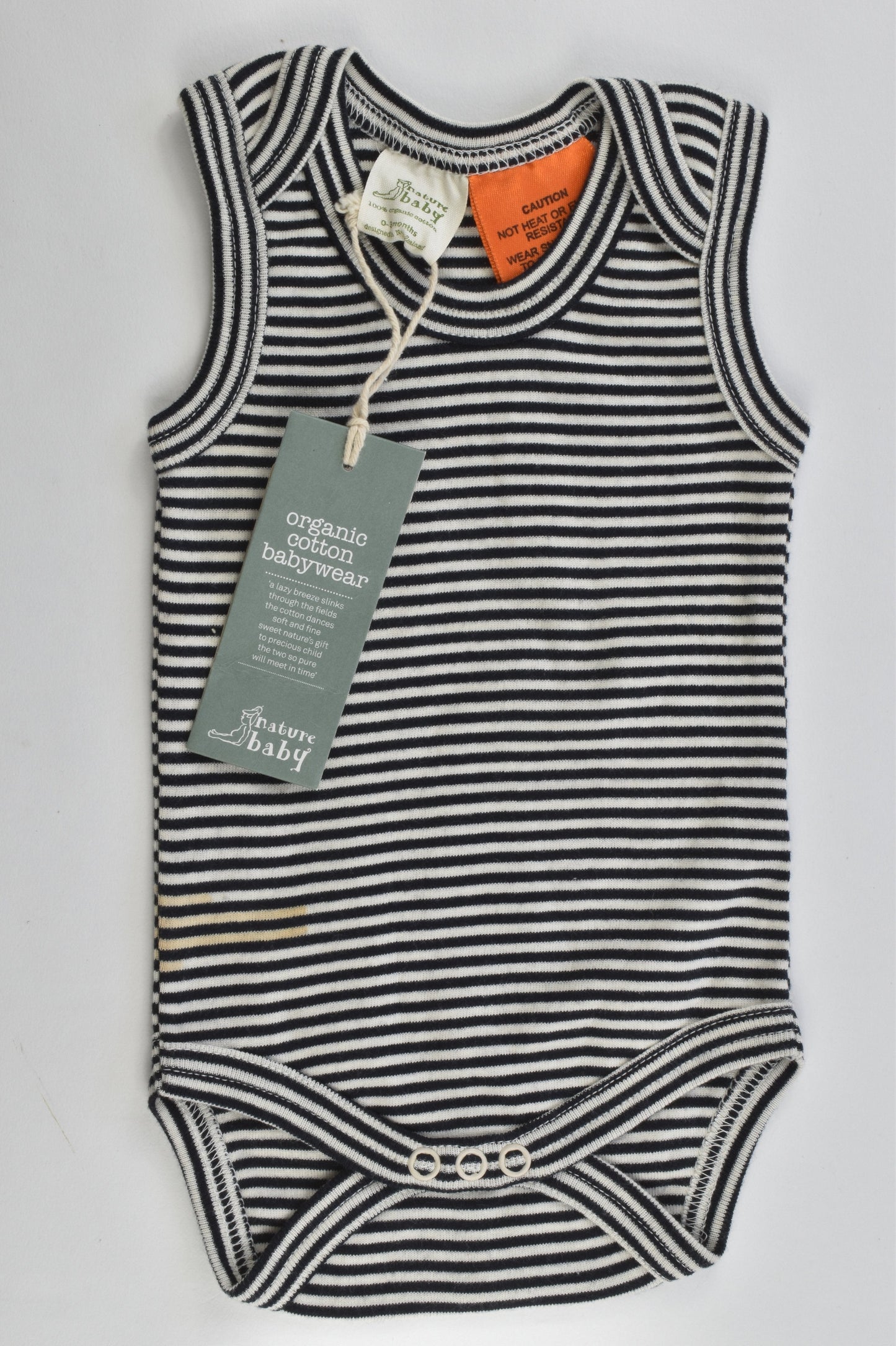 NEW Nature Baby Size 0-3 months Organic Striped Bodysuit
