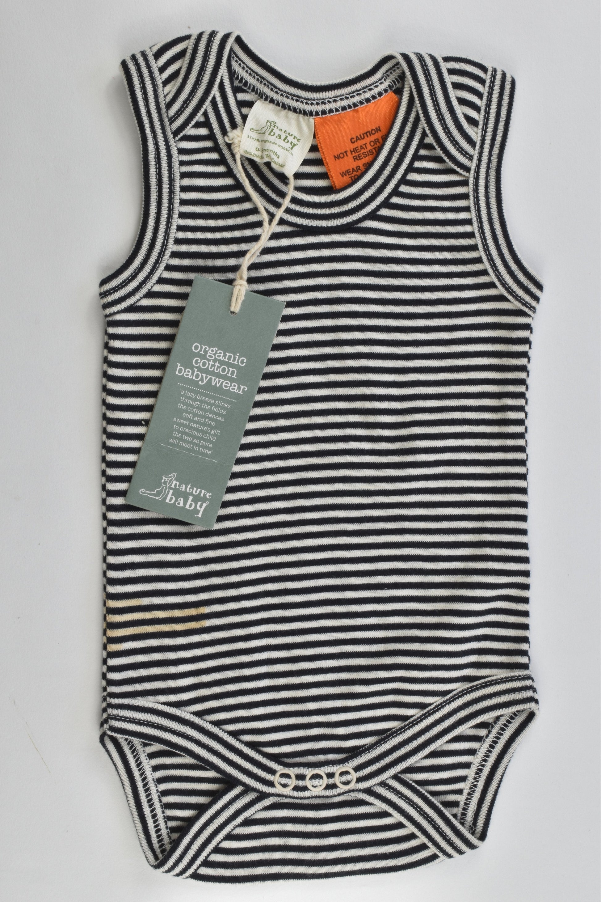 NEW Nature Baby Size 0-3 months Organic Striped Bodysuit