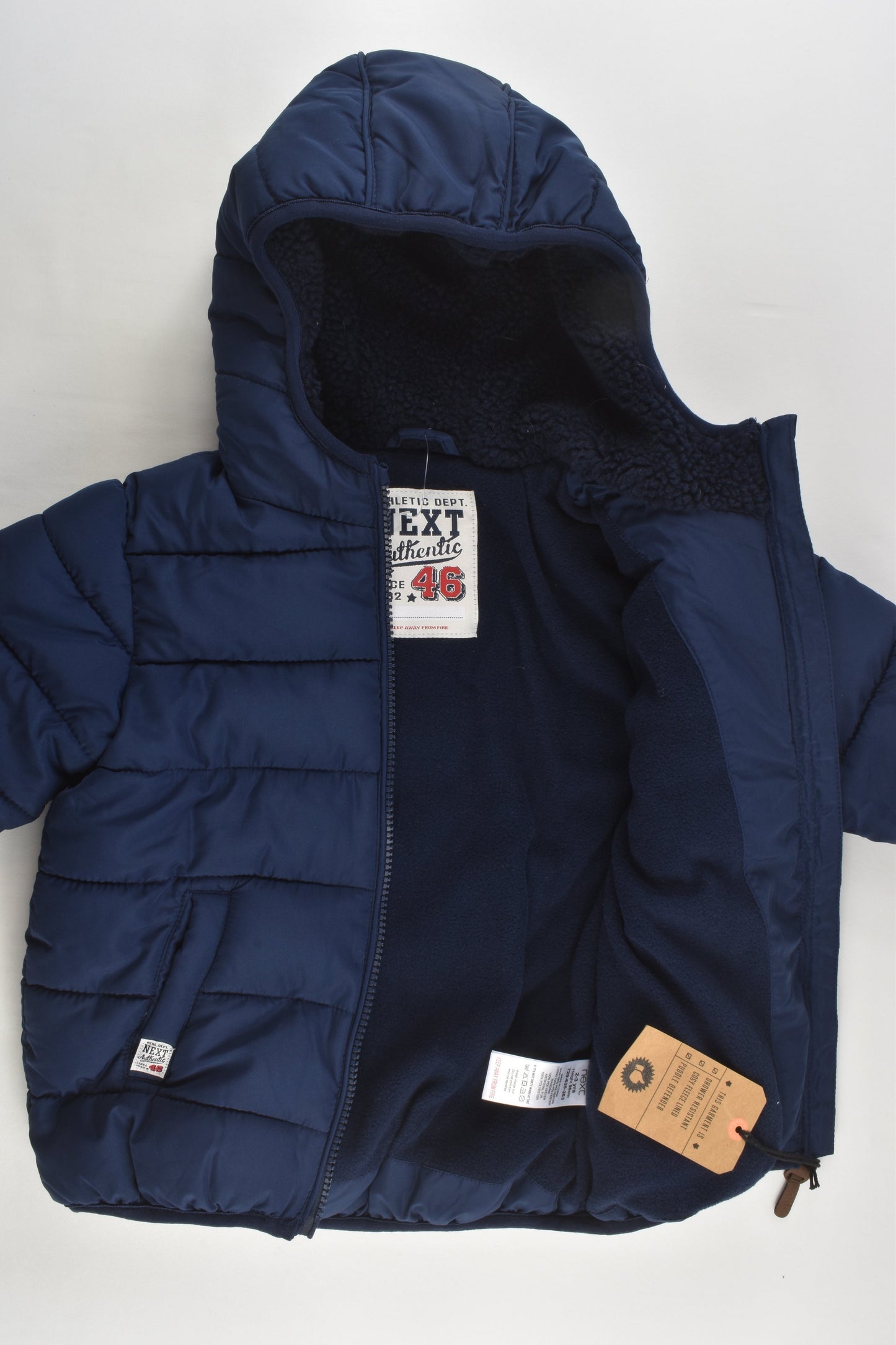 NEW Next Size 2-3 (98 cm) Fleece Lined Shower Resistant Puffer Jacket