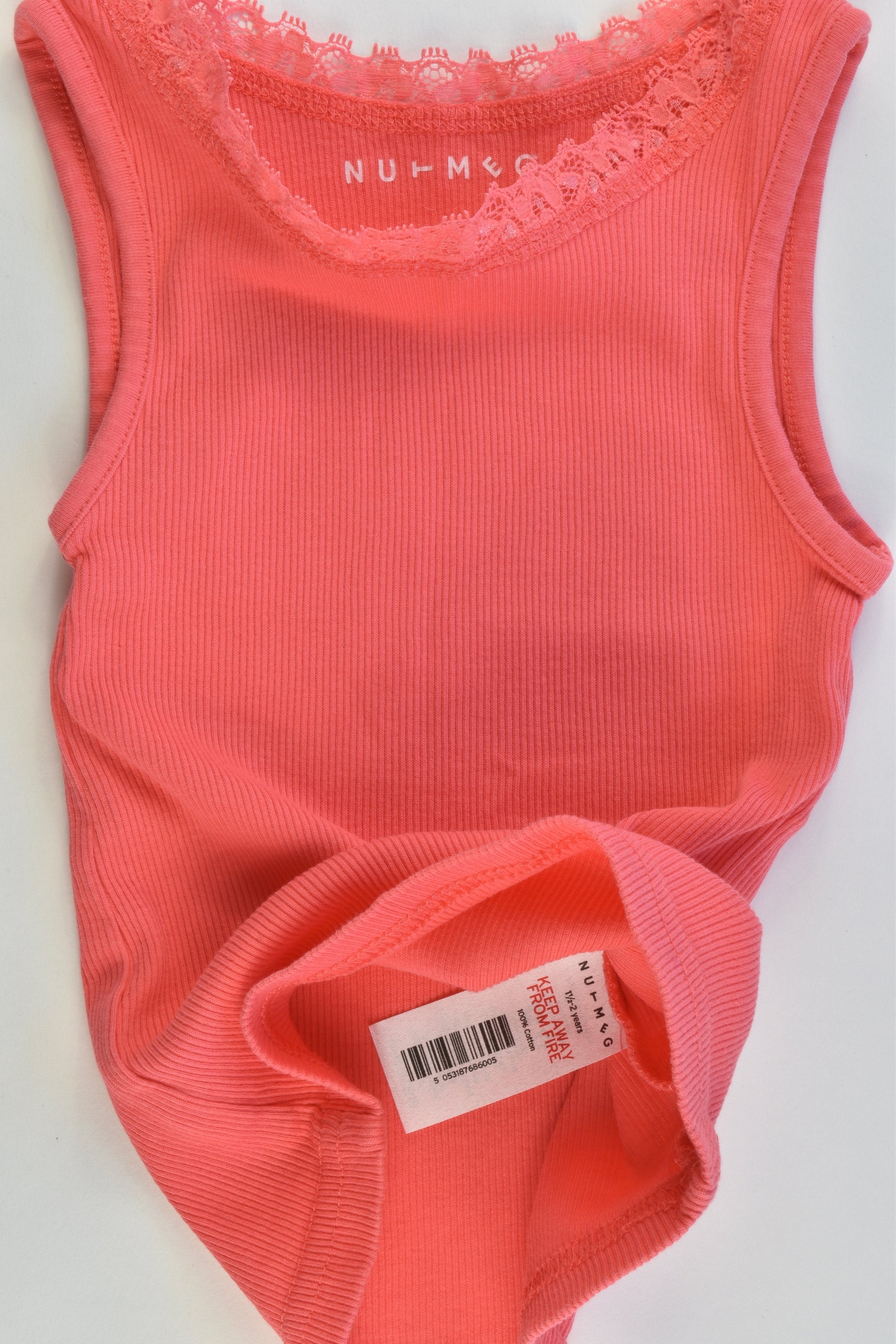 NEW Nutmeg Size 1.5-2 years Ribbed Singlet with Lace Detail
