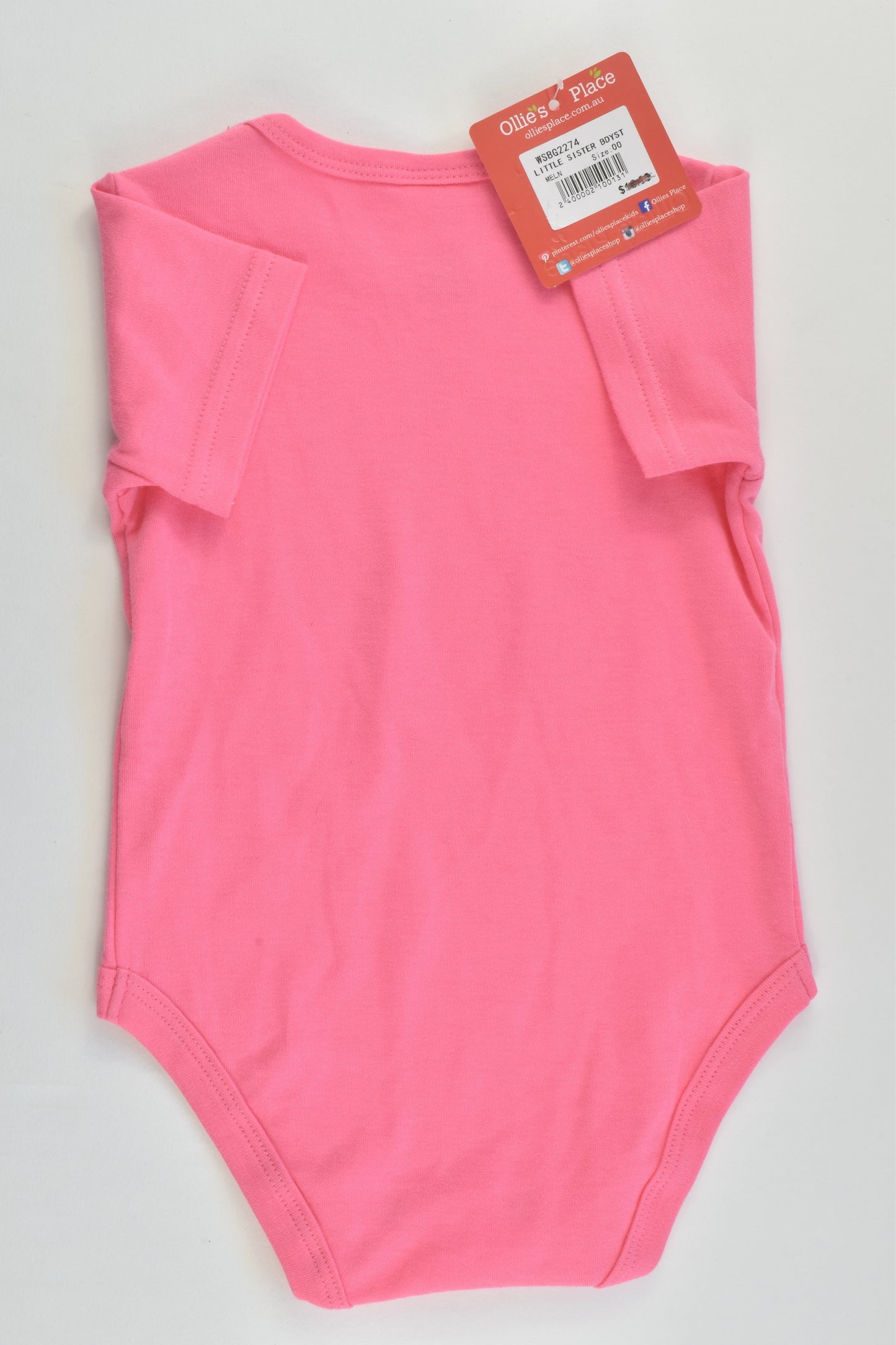 NEW Ollie's Place Size 00 (3-6 months) 'Little Sister' Bodysuit