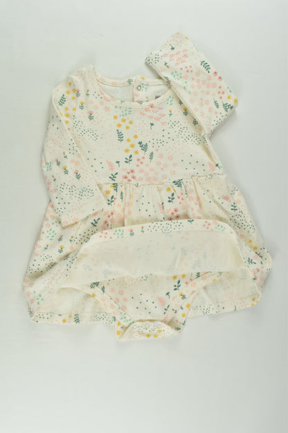 NEW Peanutshell Size 1 Floral Dress with Bodysuit Underneath