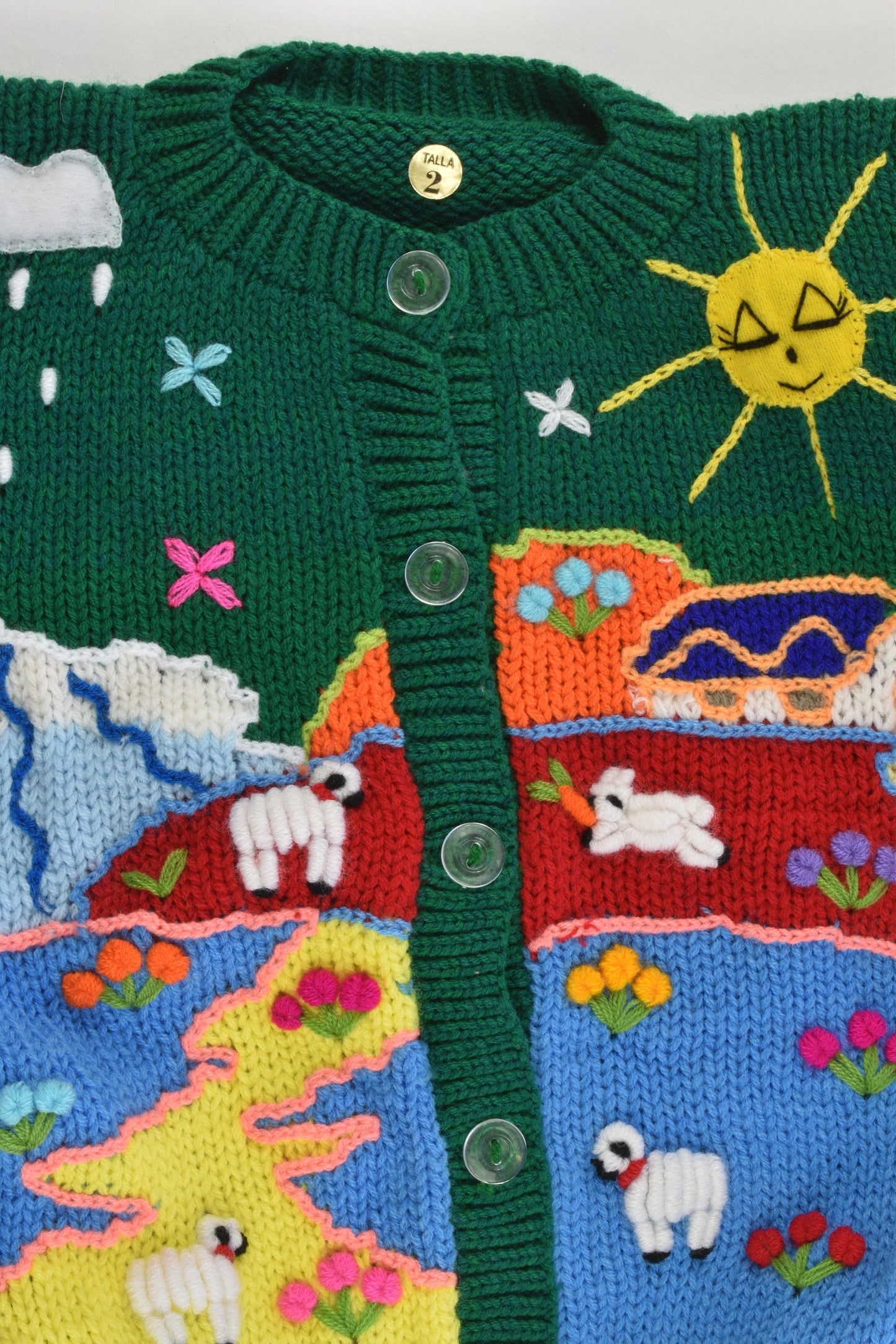 NEW Peruvian Handmade Size 2 Wool Jumper with Buttons