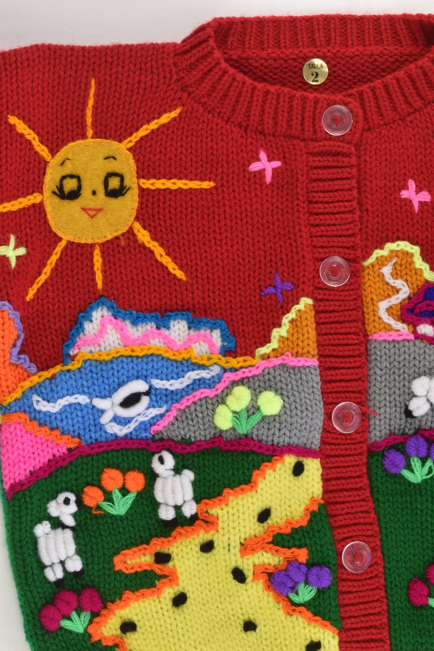 NEW Peruvian Handmade Size 2 Wool Jumper with Buttons