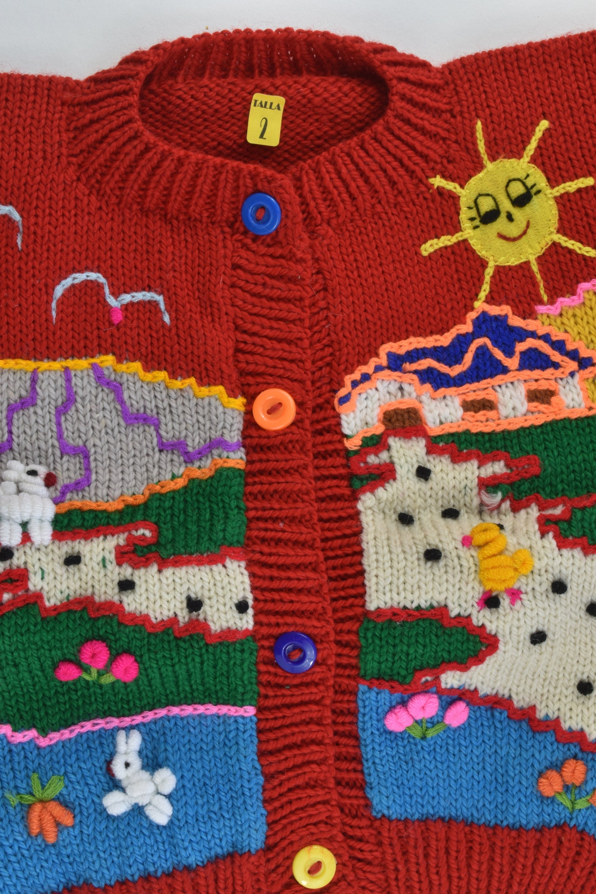 NEW Peruvian Handmade Size 2 Wool Jumper with Buttons