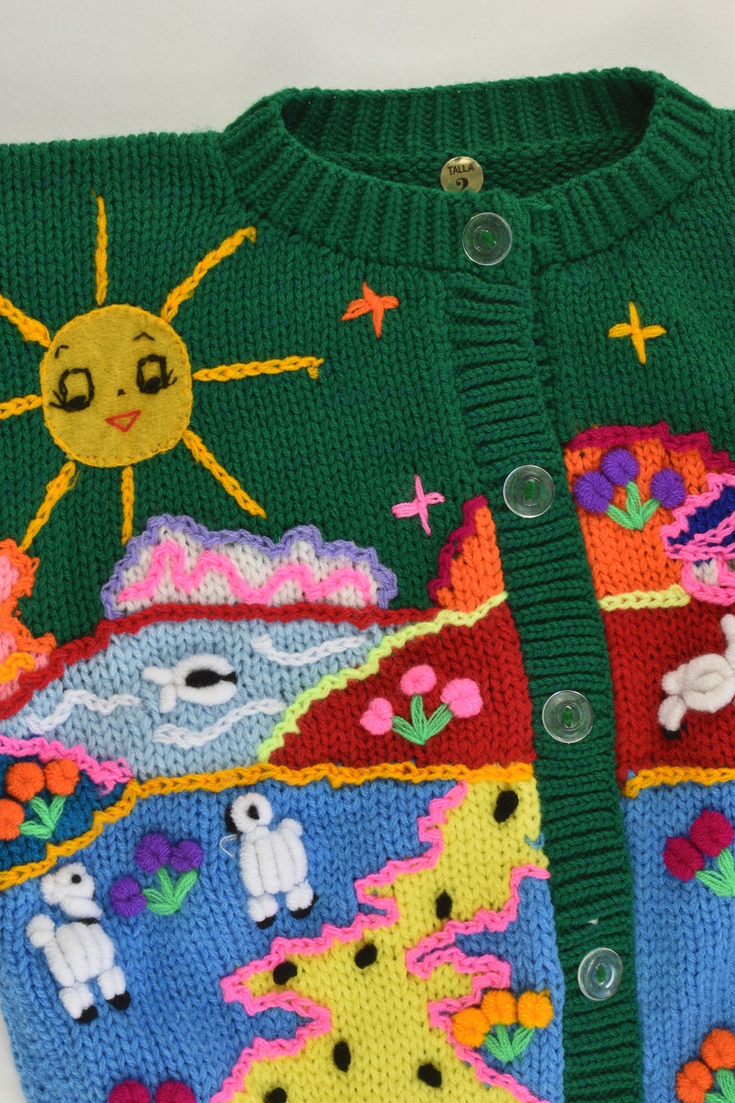 NEW Peruvian Handmade Size 2 Wool Jumper with Buttons