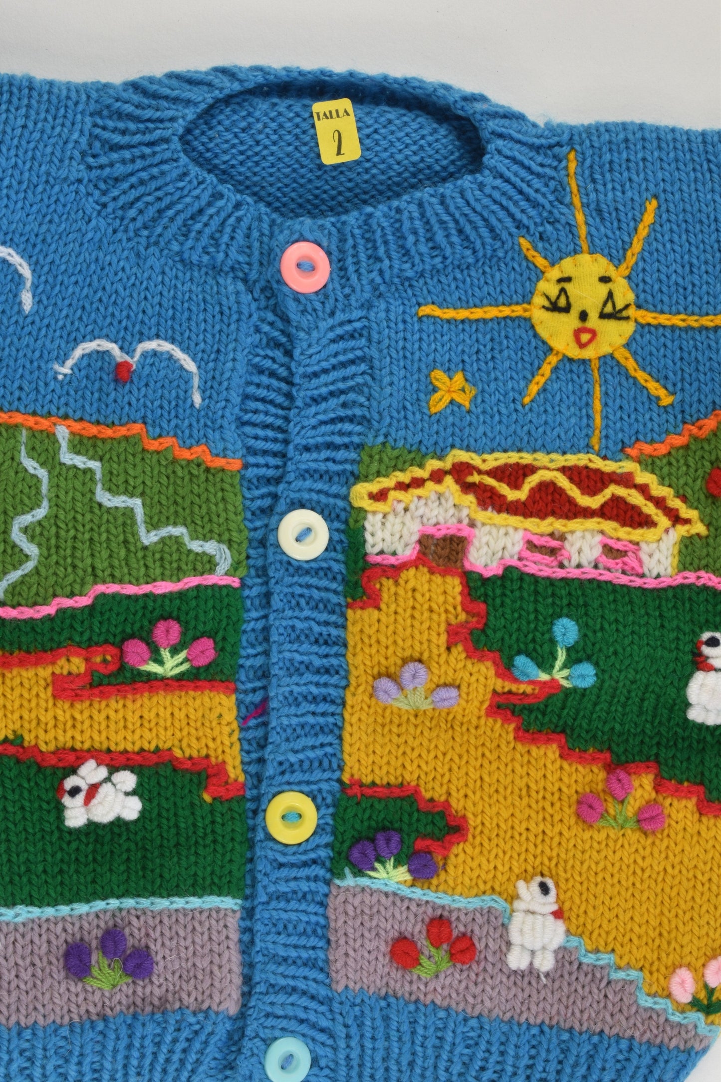 NEW Peruvian Handmade Size 2 Wool Jumper with Buttons