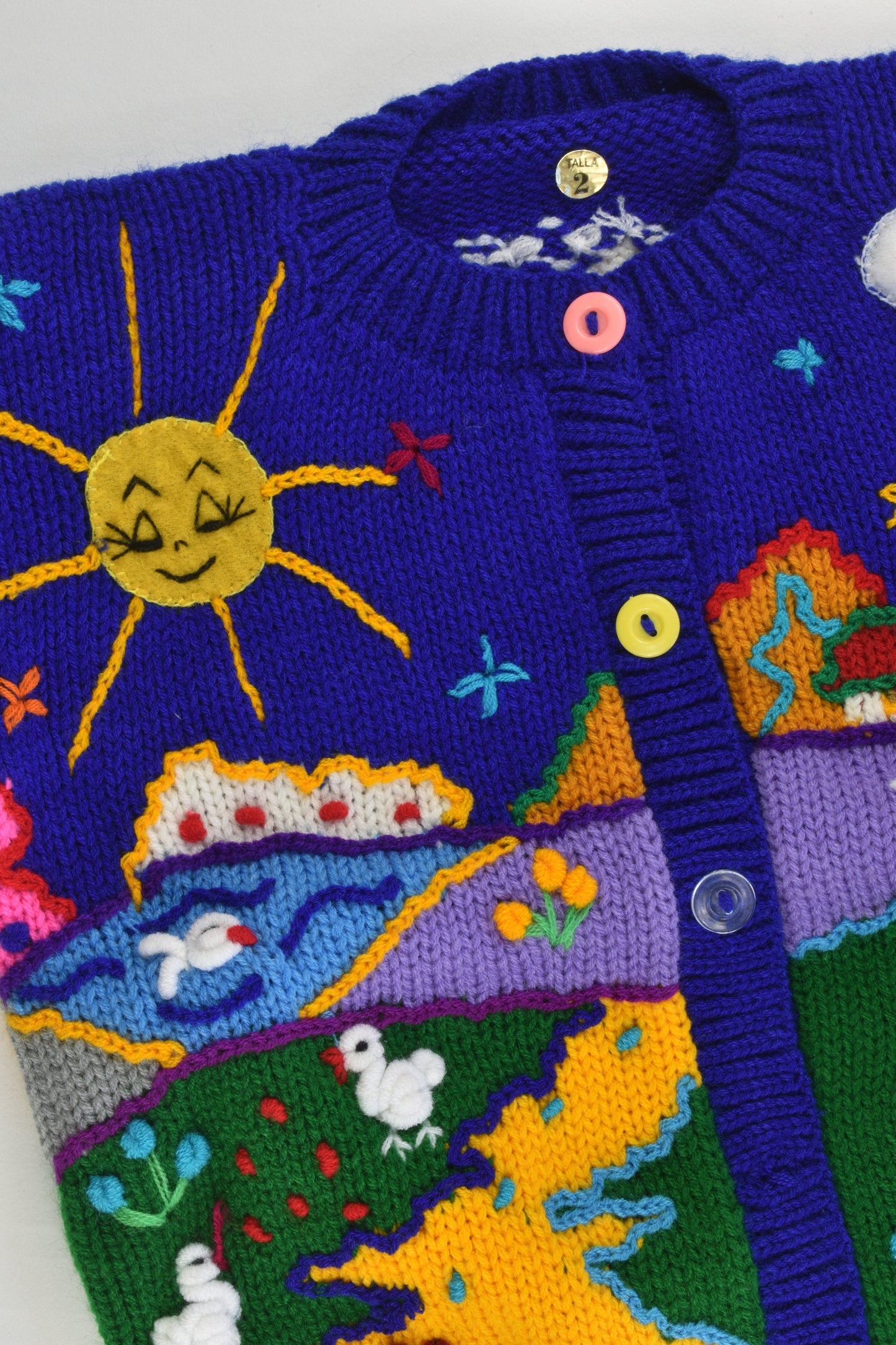 NEW Peruvian Handmade Size 2 Wool Jumper with Buttons