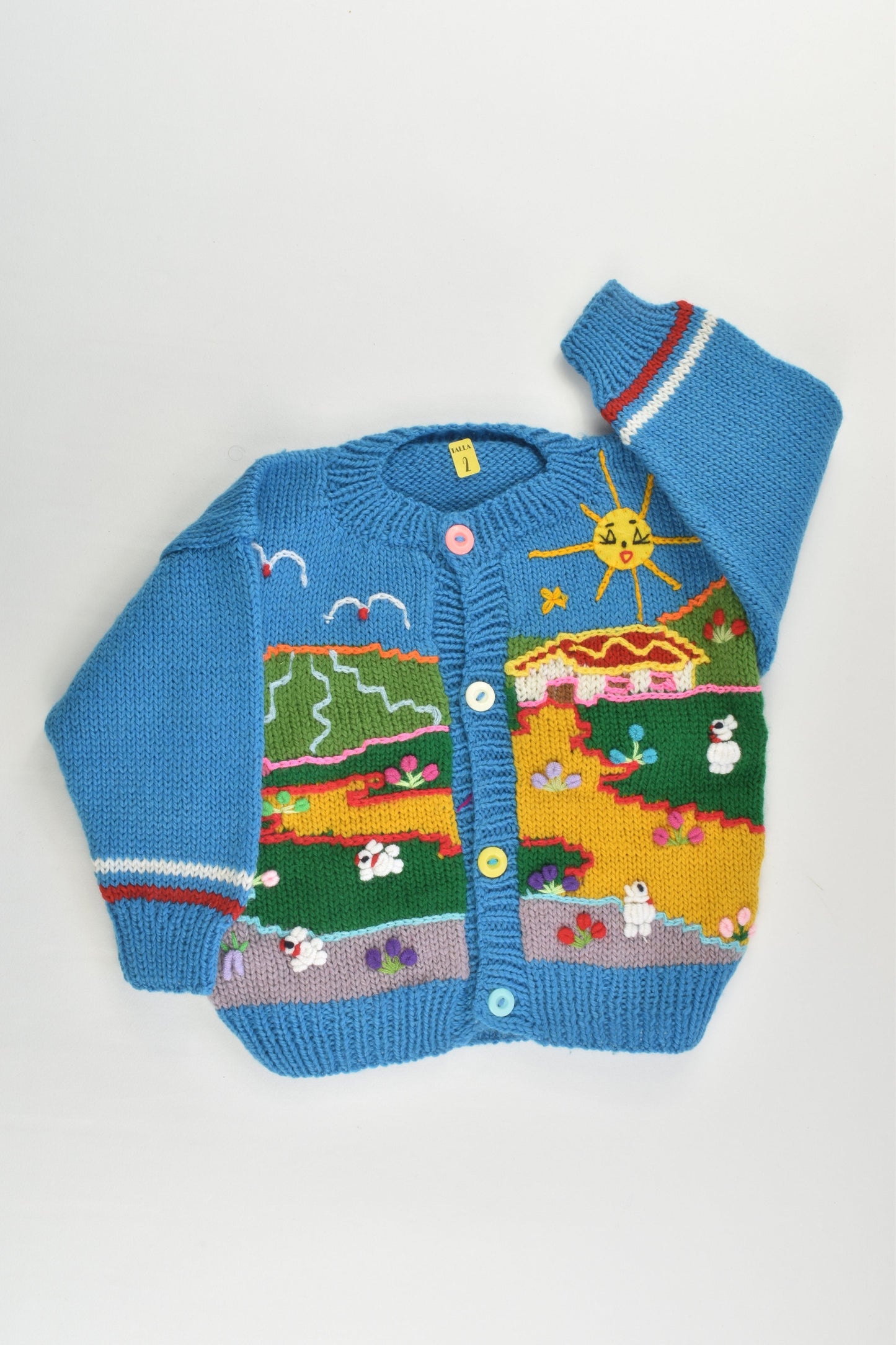 NEW Peruvian Handmade Size 2 Wool Jumper with Buttons
