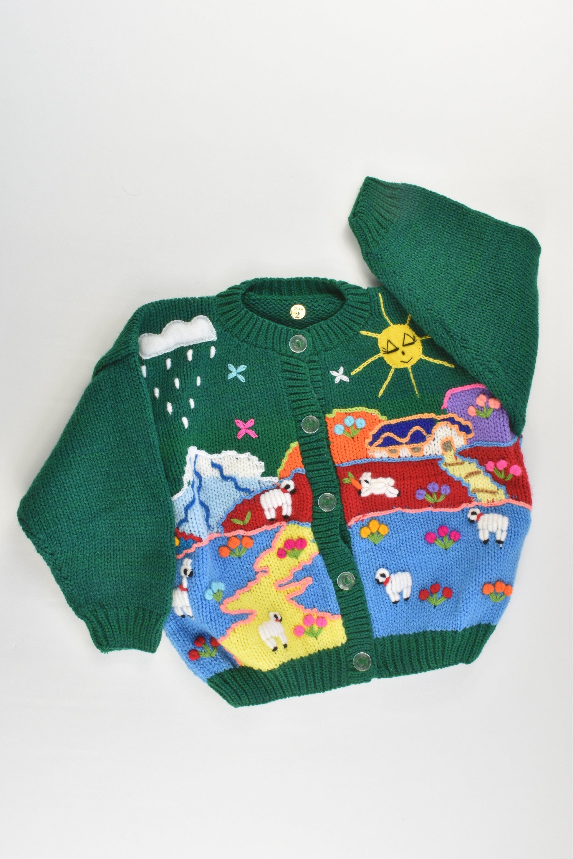 NEW Peruvian Handmade Size 2 Wool Jumper with Buttons