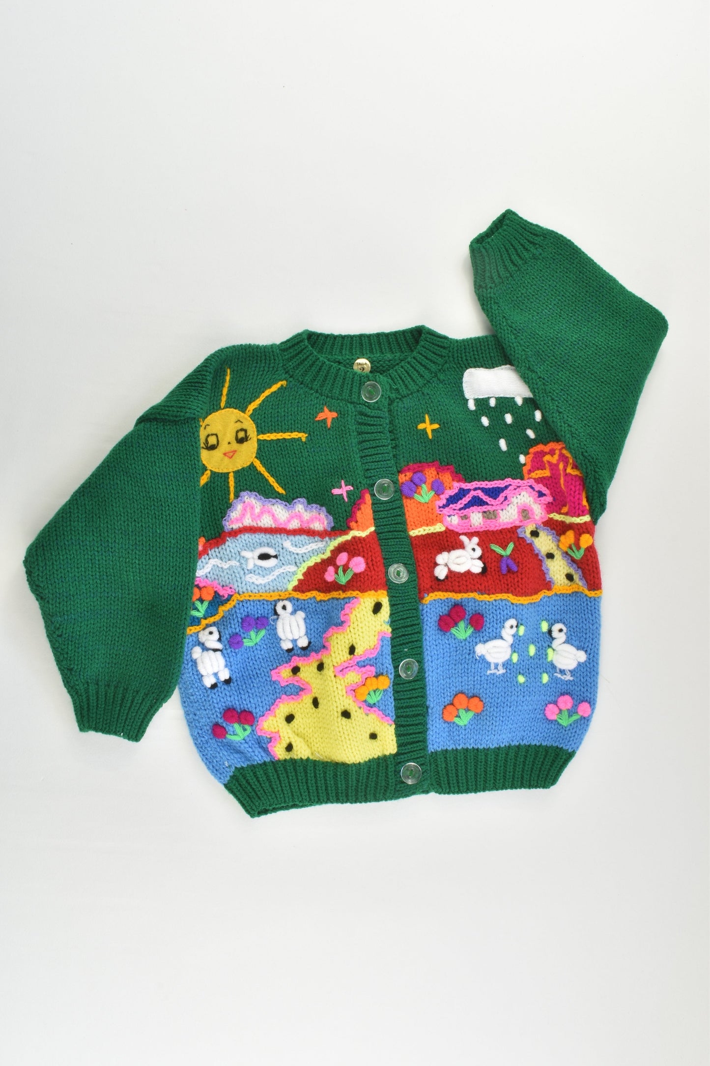 NEW Peruvian Handmade Size 2 Wool Jumper with Buttons