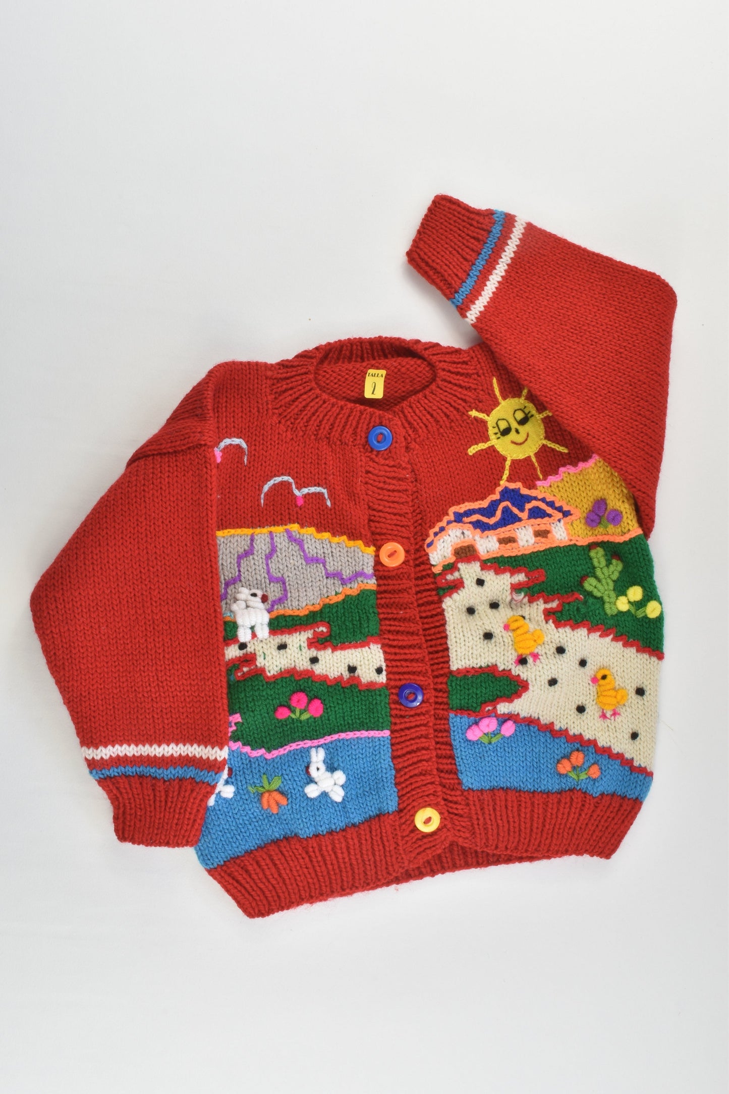 NEW Peruvian Handmade Size 2 Wool Jumper with Buttons