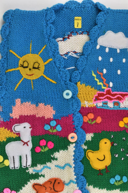 NEW Peruvian Handmade Size 2 Wool Vest with Buttons