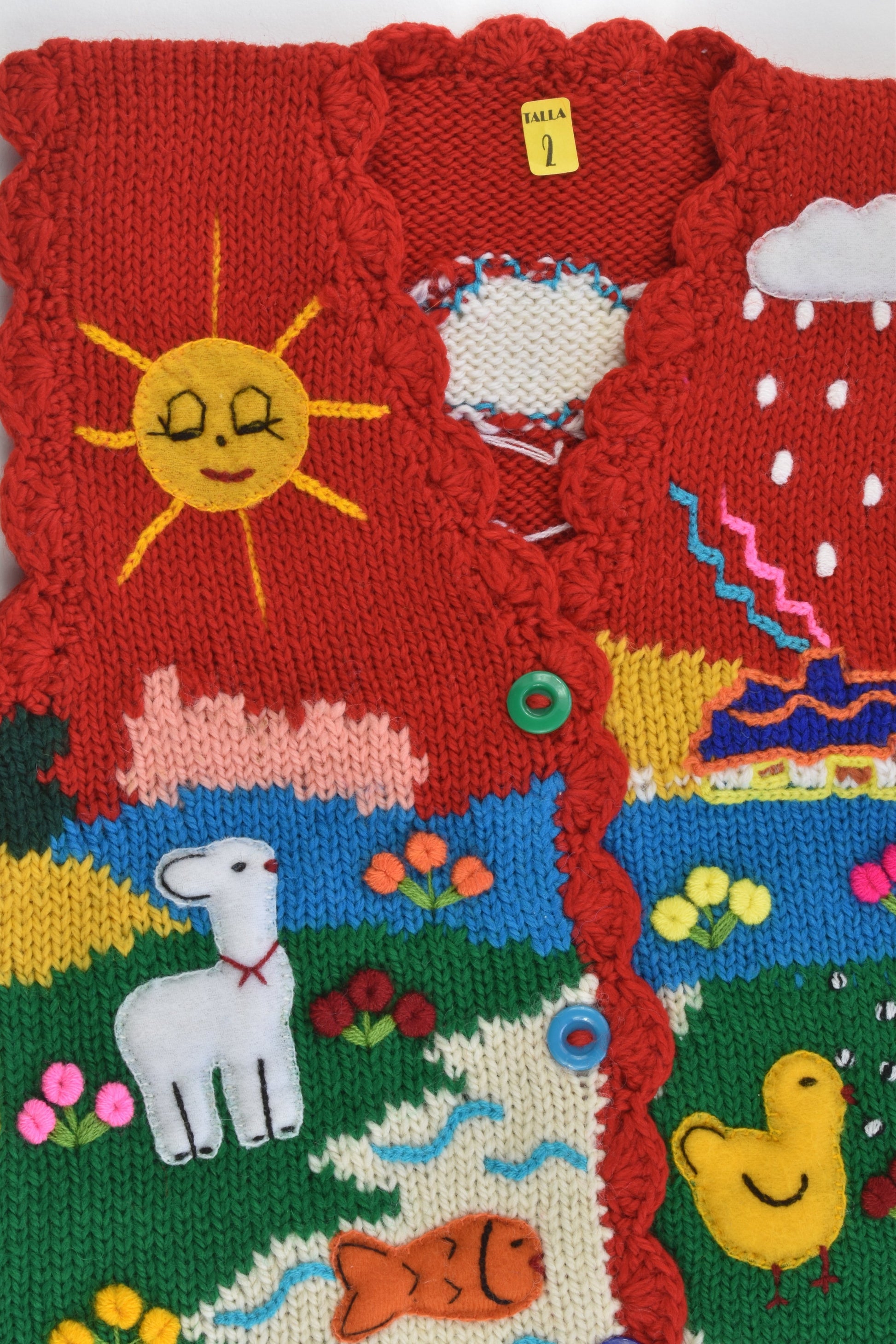 NEW Peruvian Handmade Size 2 Wool Vest with Buttons