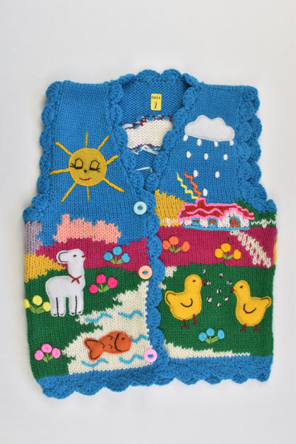NEW Peruvian Handmade Size 2 Wool Vest with Buttons