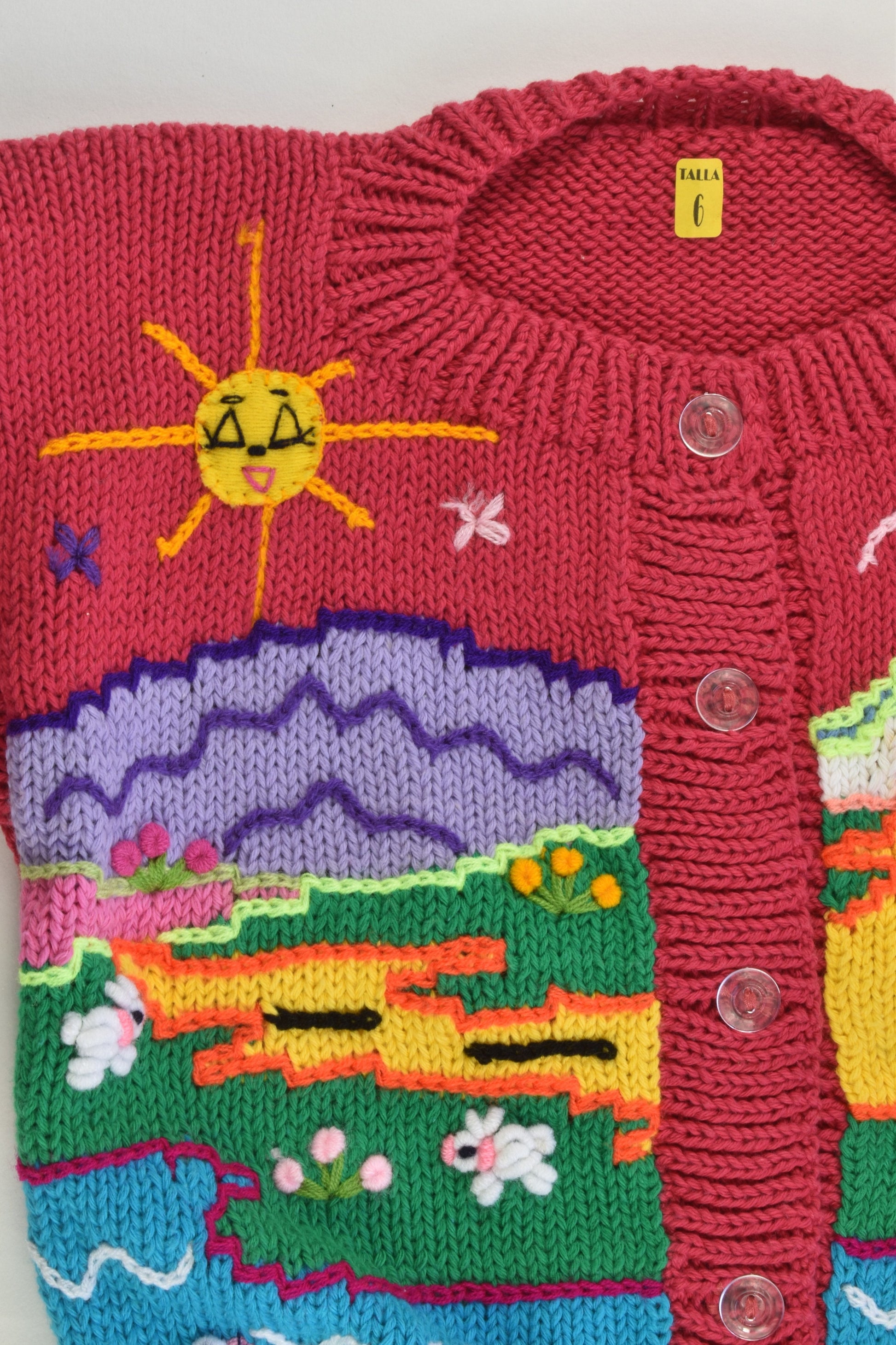 NEW Peruvian Handmade Size 4 Thick Cotton Jumper with Buttons