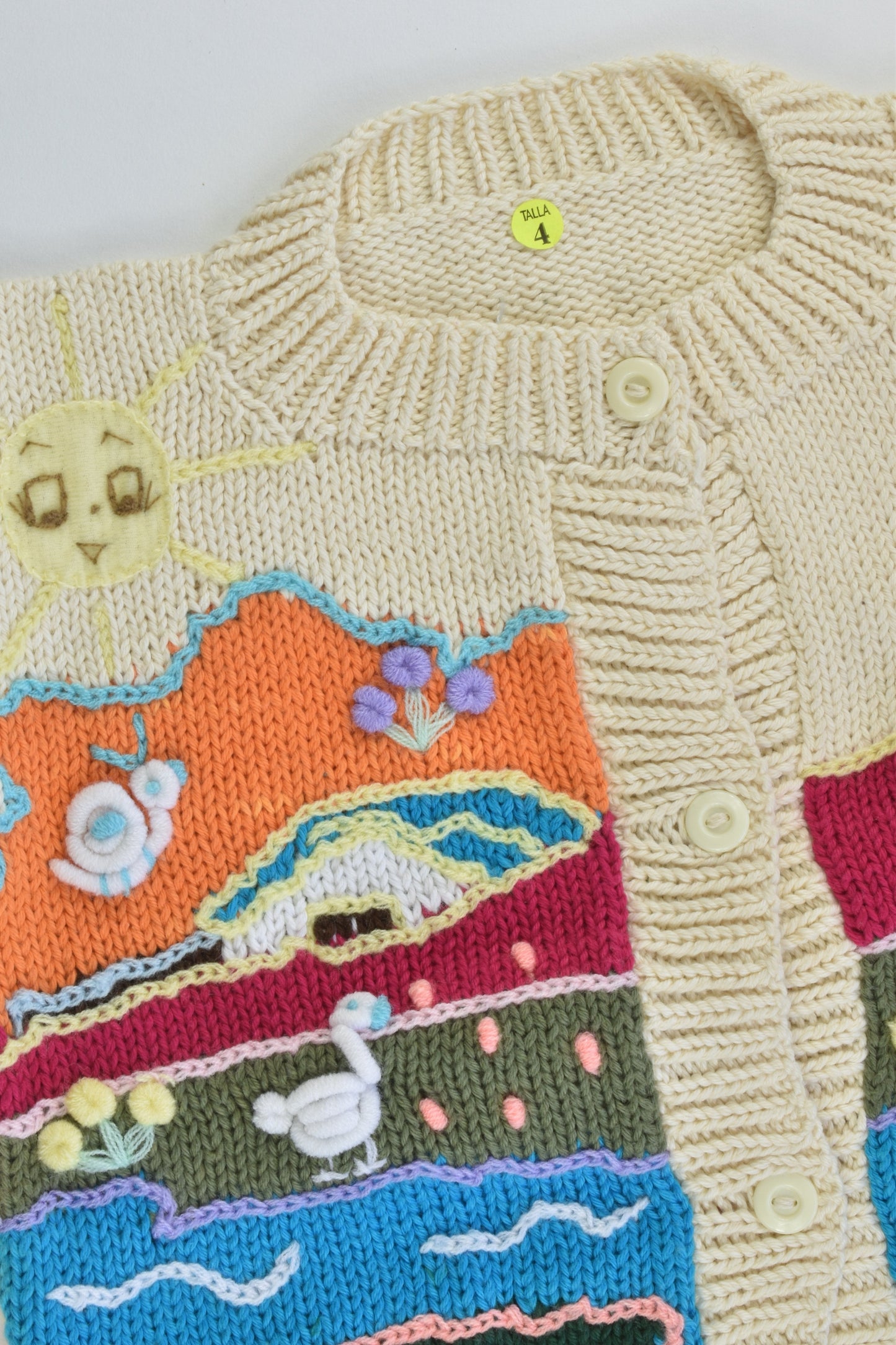 NEW Peruvian Handmade Size 4 Thick Cotton Jumper with Buttons