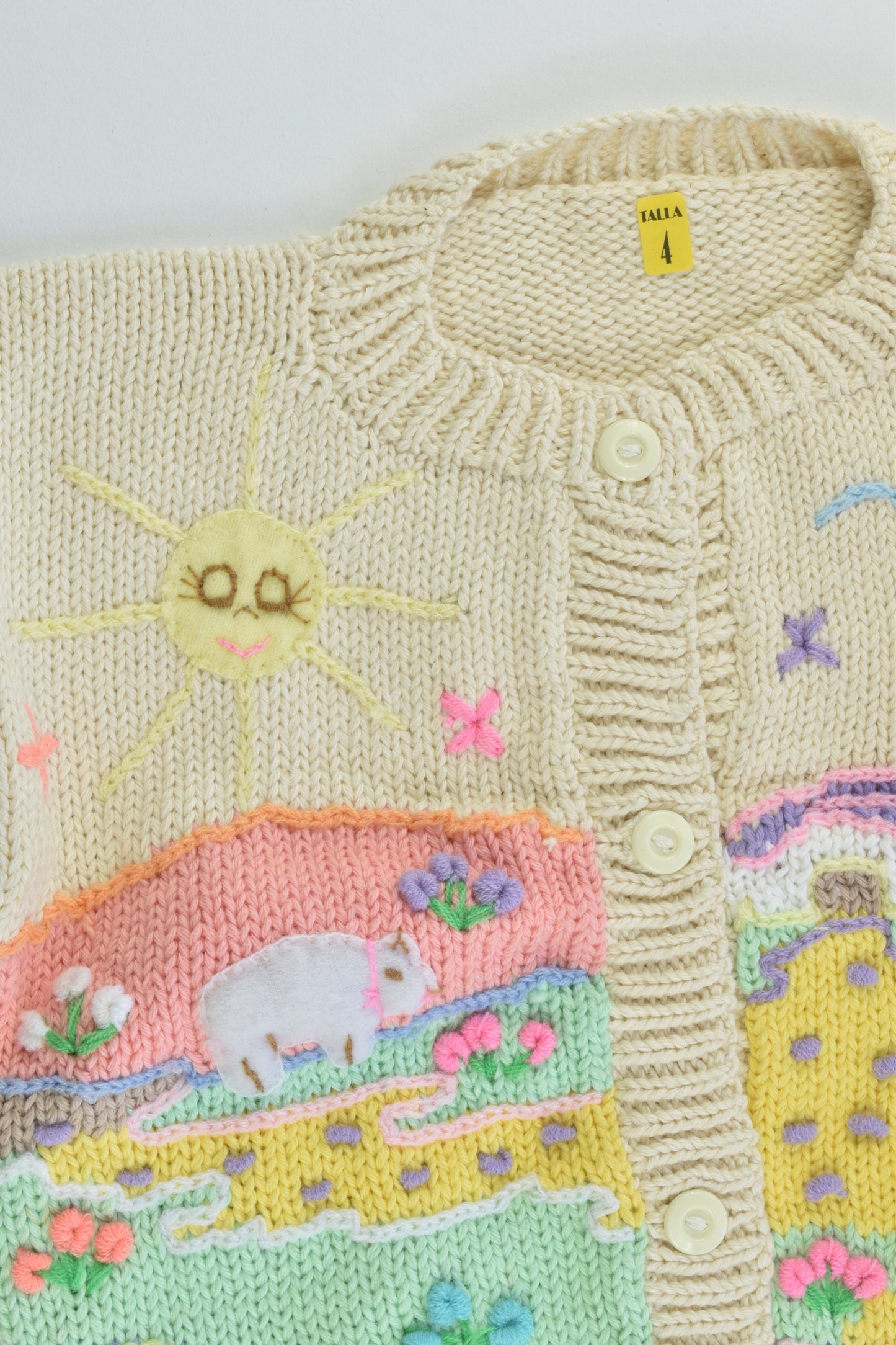 NEW Peruvian Handmade Size 4 Thick Cotton Jumper with Buttons