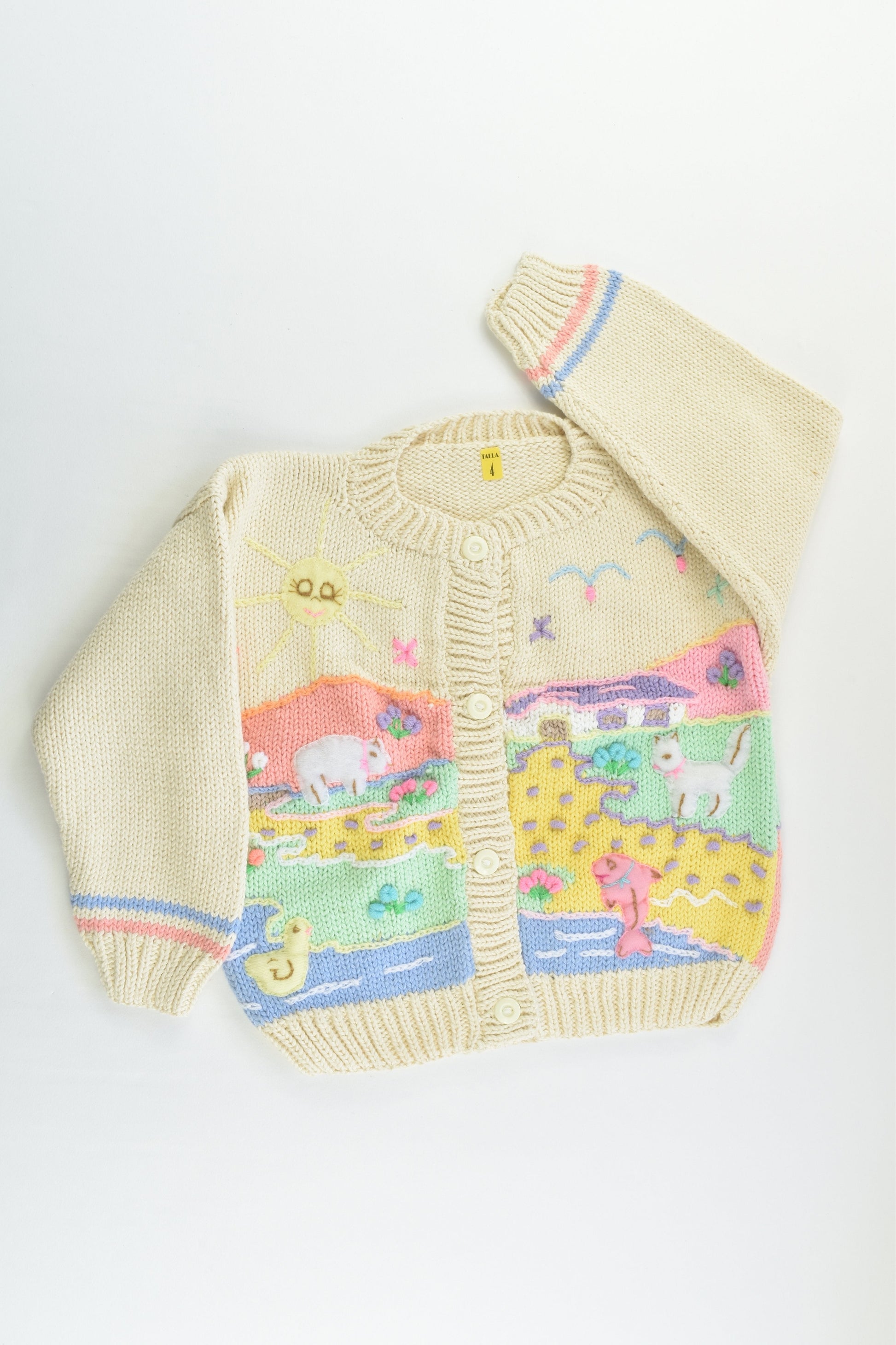 NEW Peruvian Handmade Size 4 Thick Cotton Jumper with Buttons