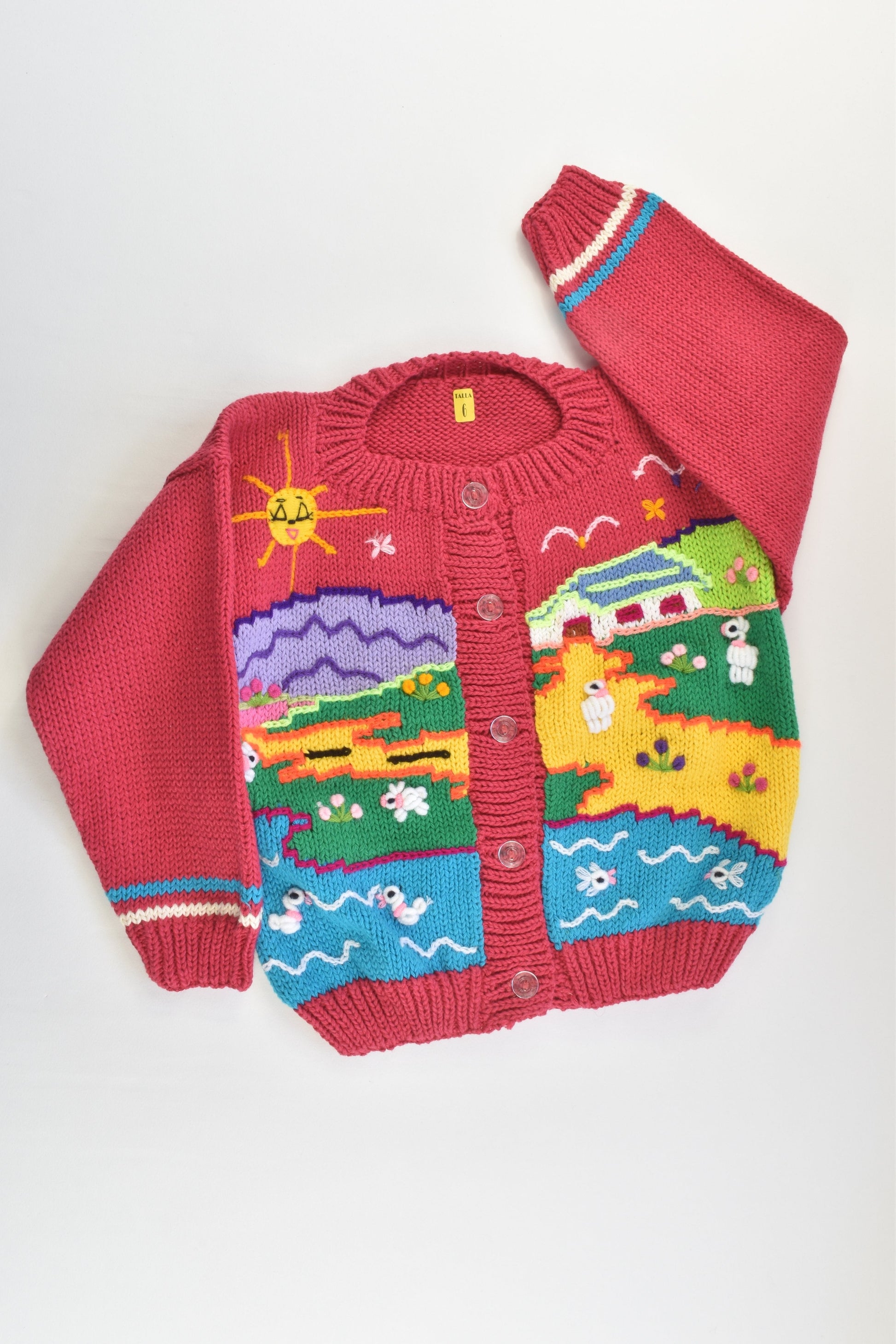 NEW Peruvian Handmade Size 4 Thick Cotton Jumper with Buttons