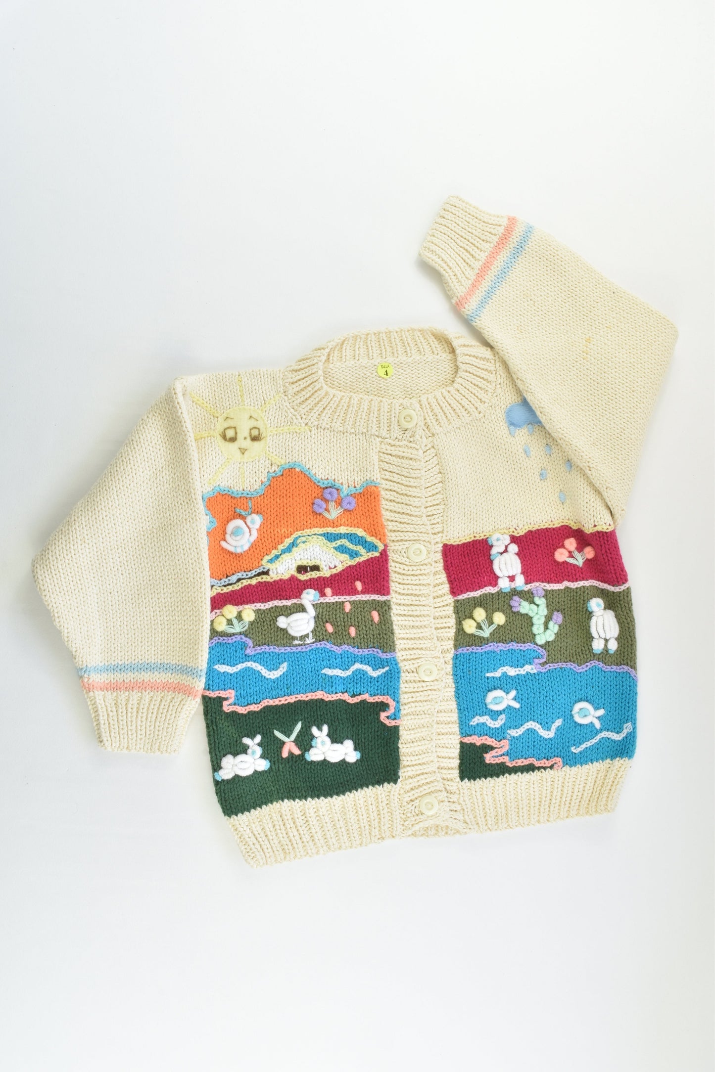 NEW Peruvian Handmade Size 4 Thick Cotton Jumper with Buttons