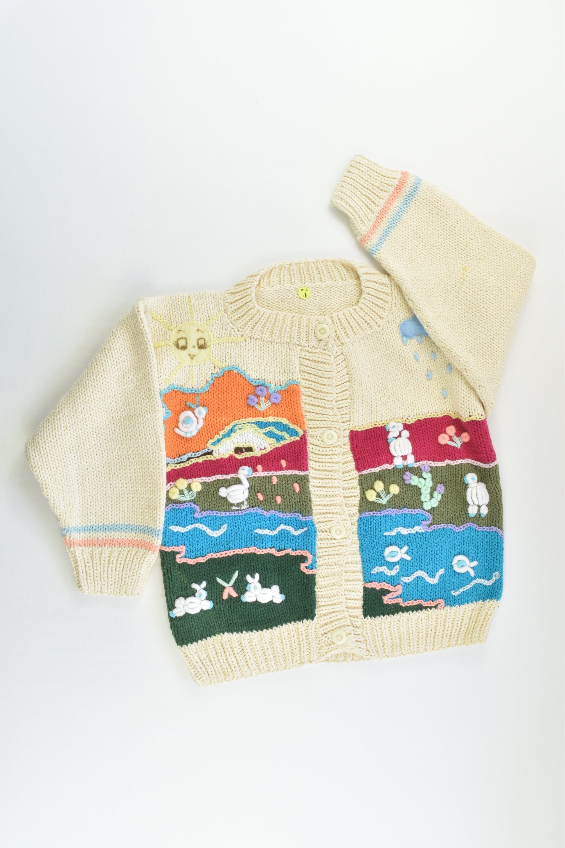 NEW Peruvian Handmade Size 4 Thick Cotton Jumper with Buttons