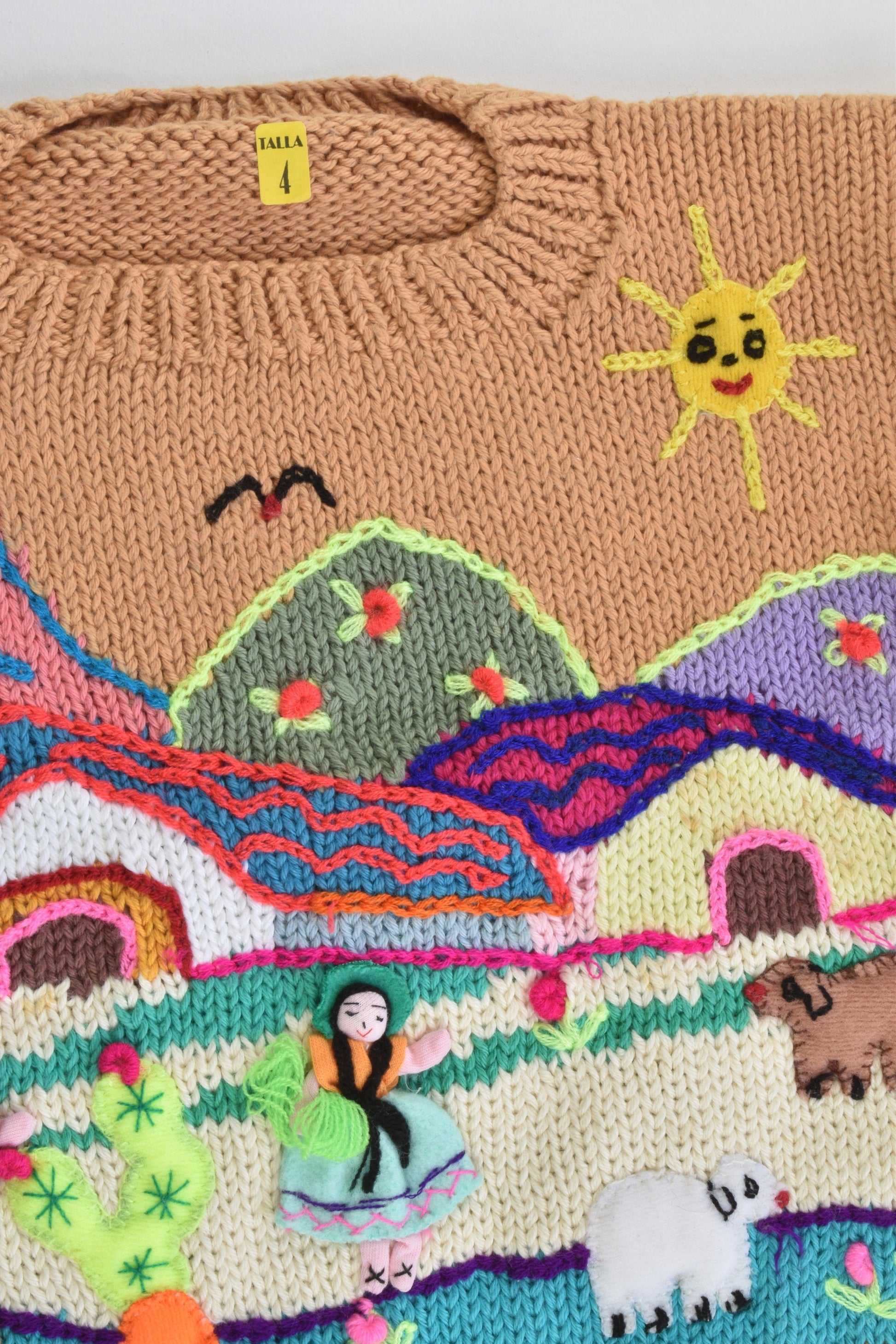 NEW Peruvian Handmade Size 4 Thick Cotton Short Sleeve Jumper