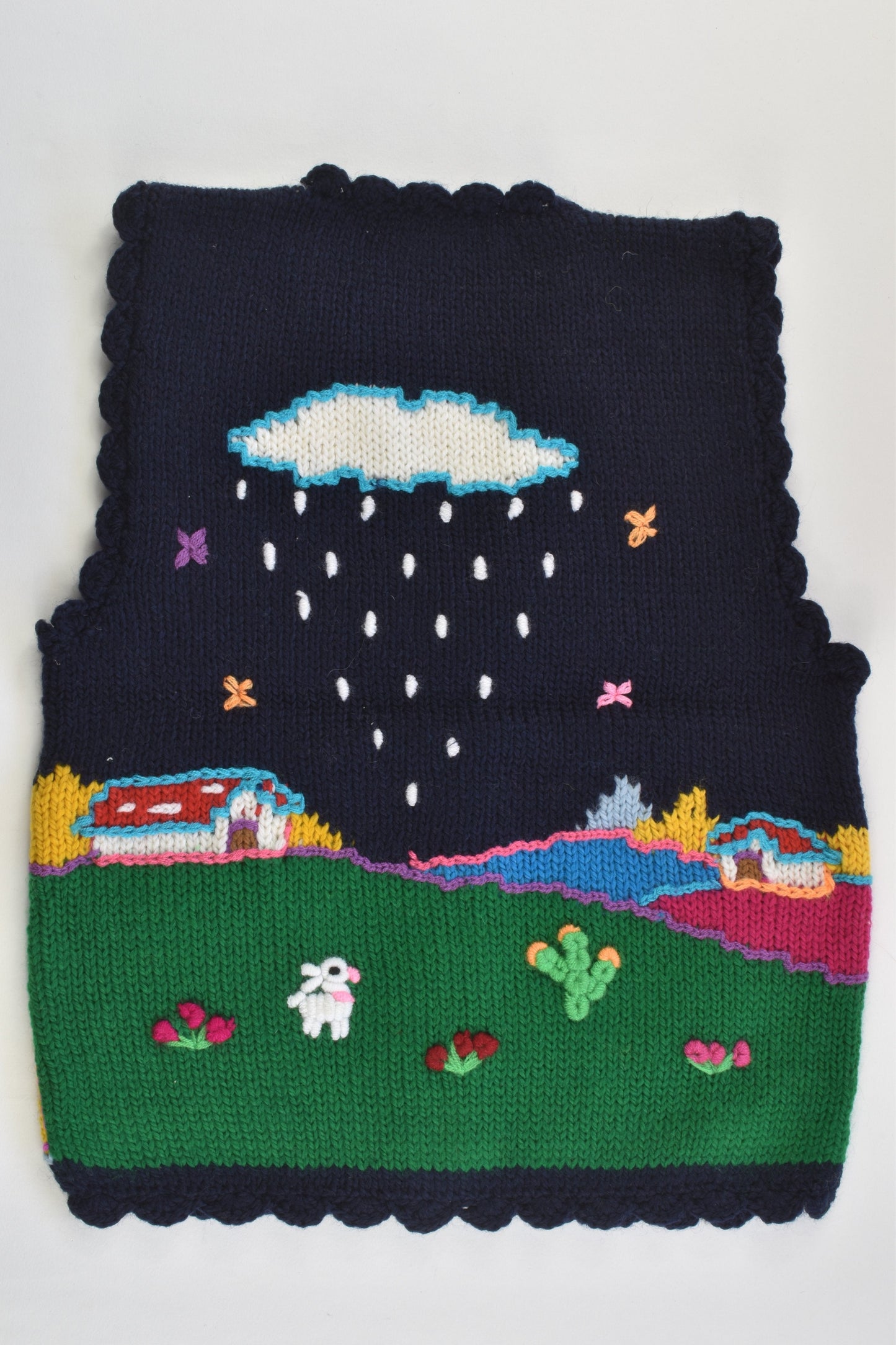 NEW Peruvian Handmade Size 4 Wool Vest with Buttons