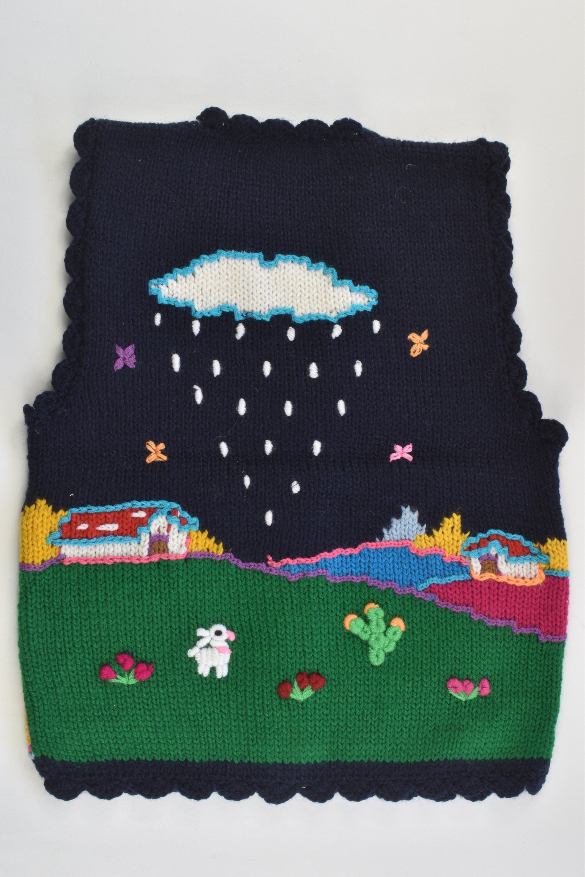 NEW Peruvian Handmade Size 4 Wool Vest with Buttons