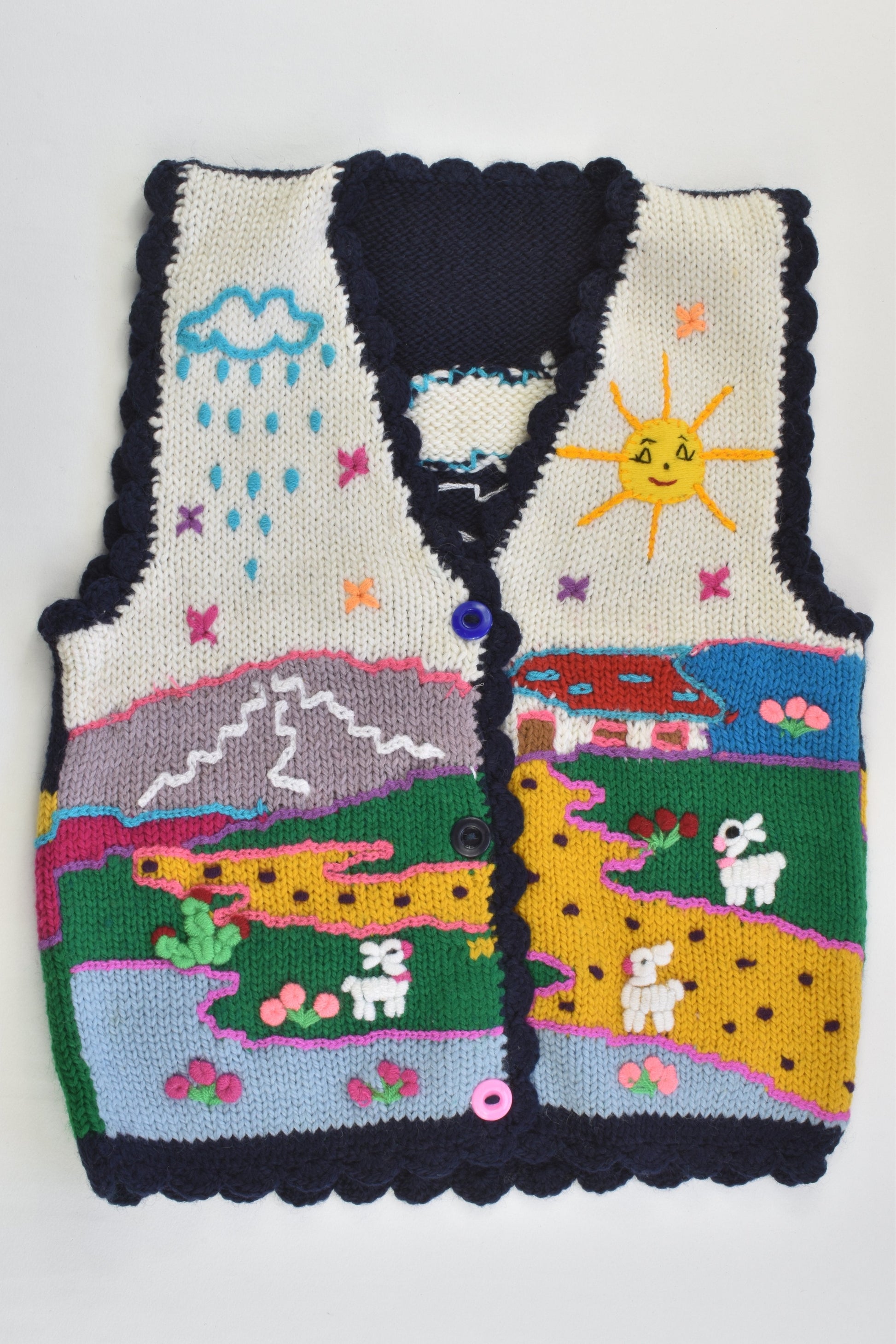 NEW Peruvian Handmade Size 4 Wool Vest with Buttons