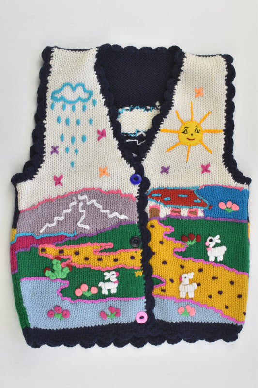 NEW Peruvian Handmade Size 4 Wool Vest with Buttons