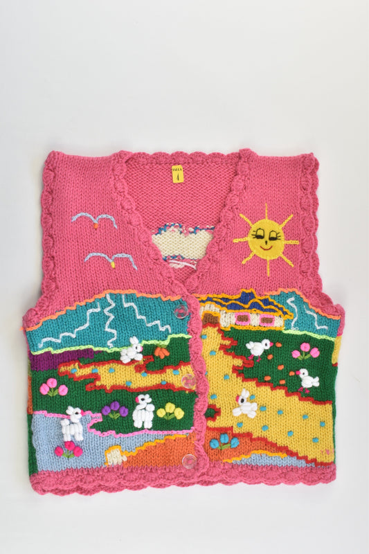 NEW Peruvian Handmade Size 4 Wool Vest with Buttons