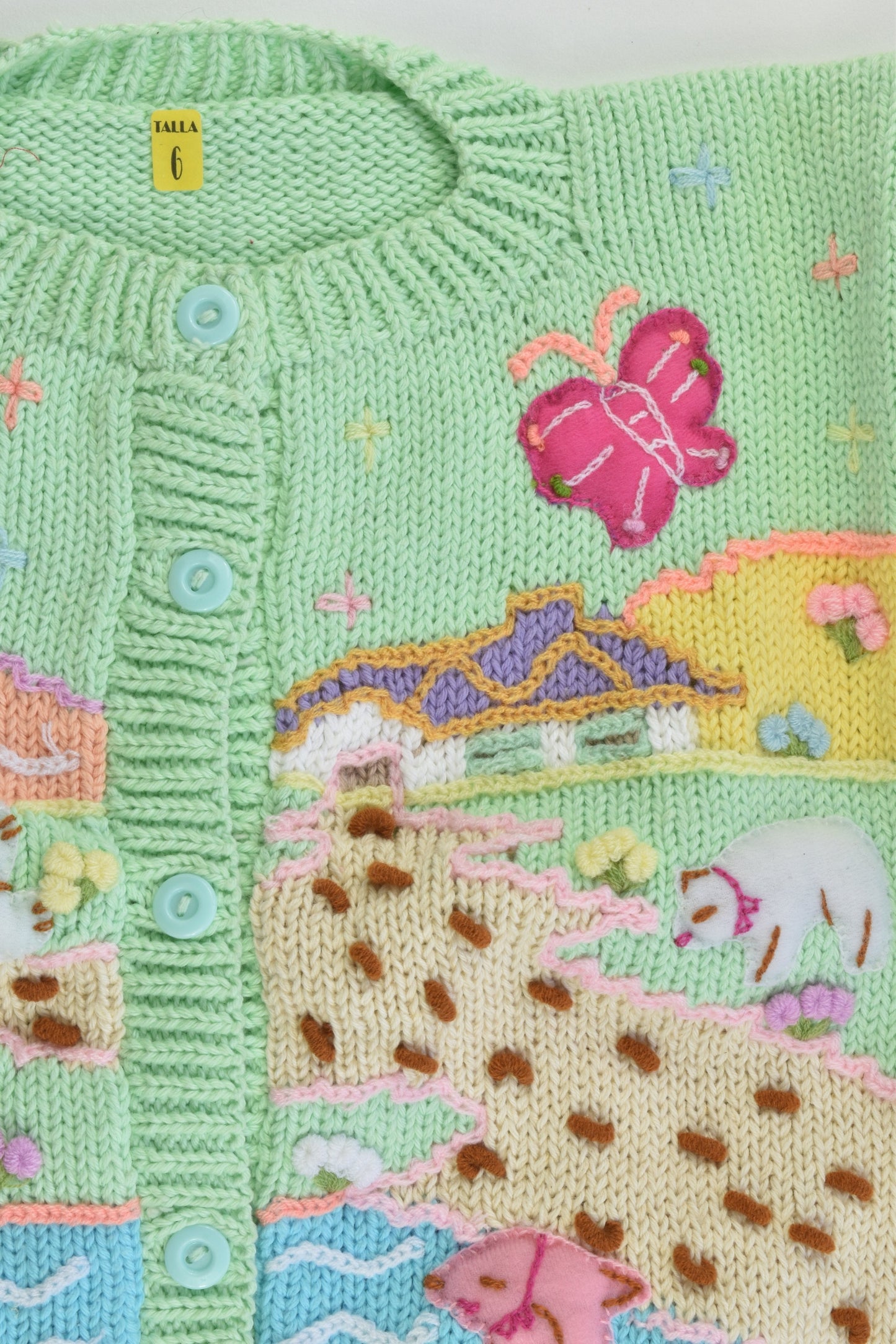 NEW Peruvian Handmade Size 6 Thick Cotton Jumper with Buttons