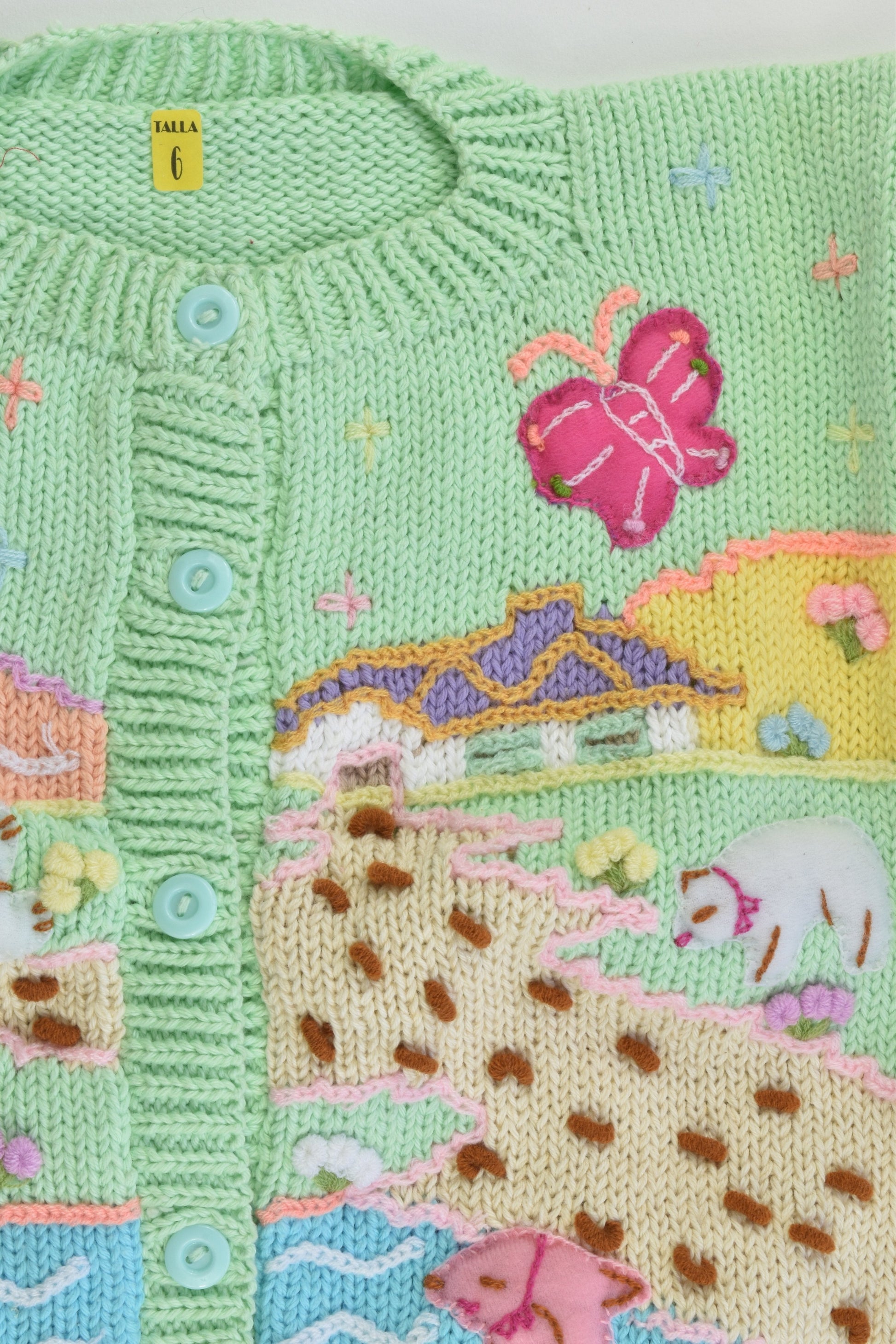NEW Peruvian Handmade Size 6 Thick Cotton Jumper with Buttons