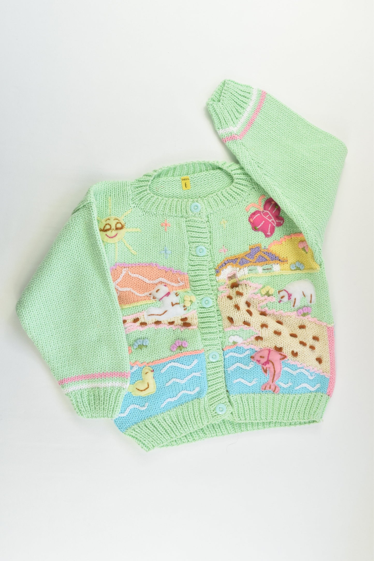 NEW Peruvian Handmade Size 6 Thick Cotton Jumper with Buttons