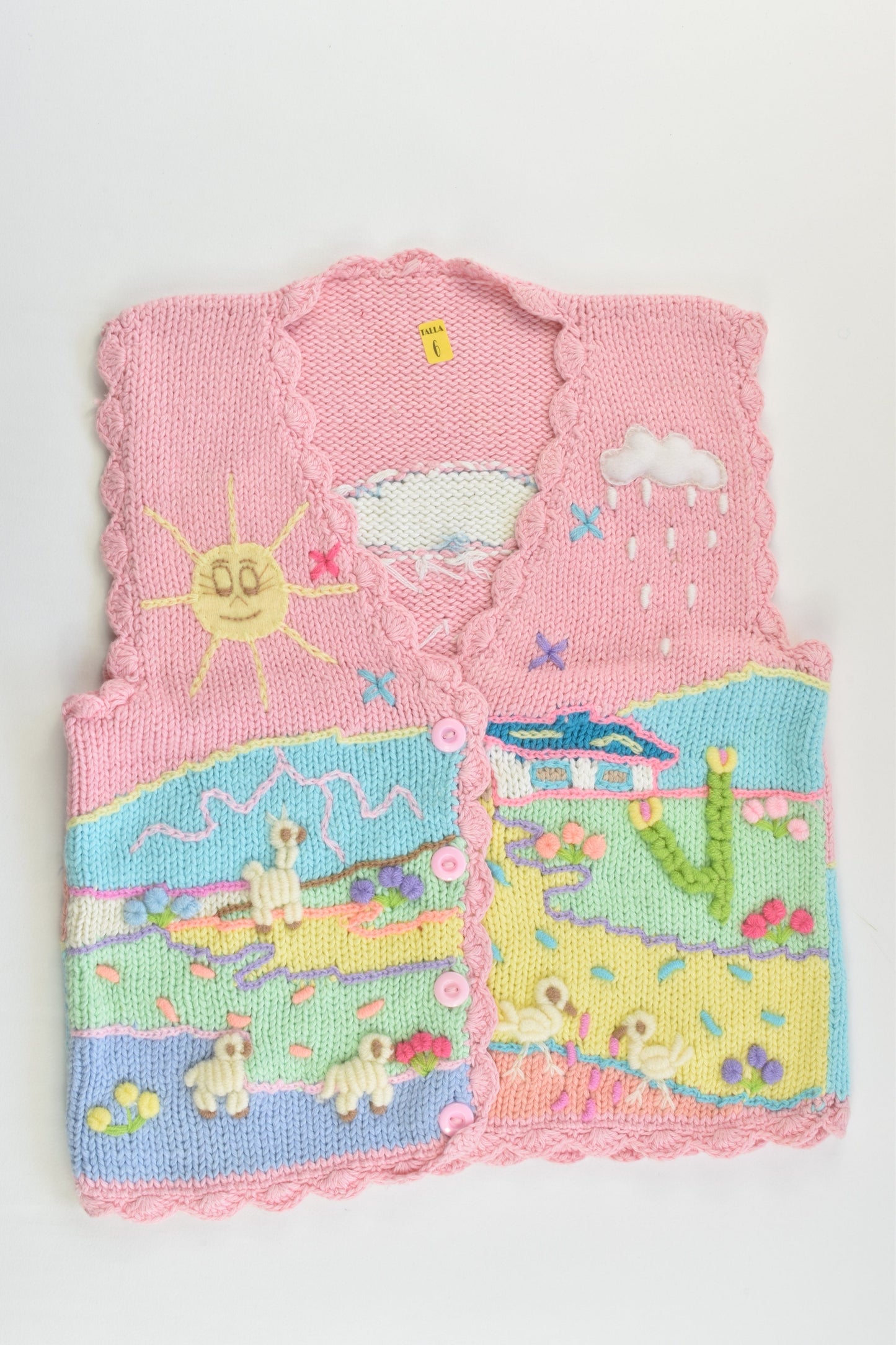 NEW Peruvian Handmade Size 6 Thick Cotton Vest with Buttons