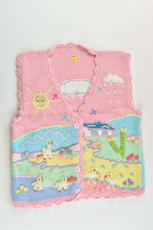 NEW Peruvian Handmade Size 6 Thick Cotton Vest with Buttons