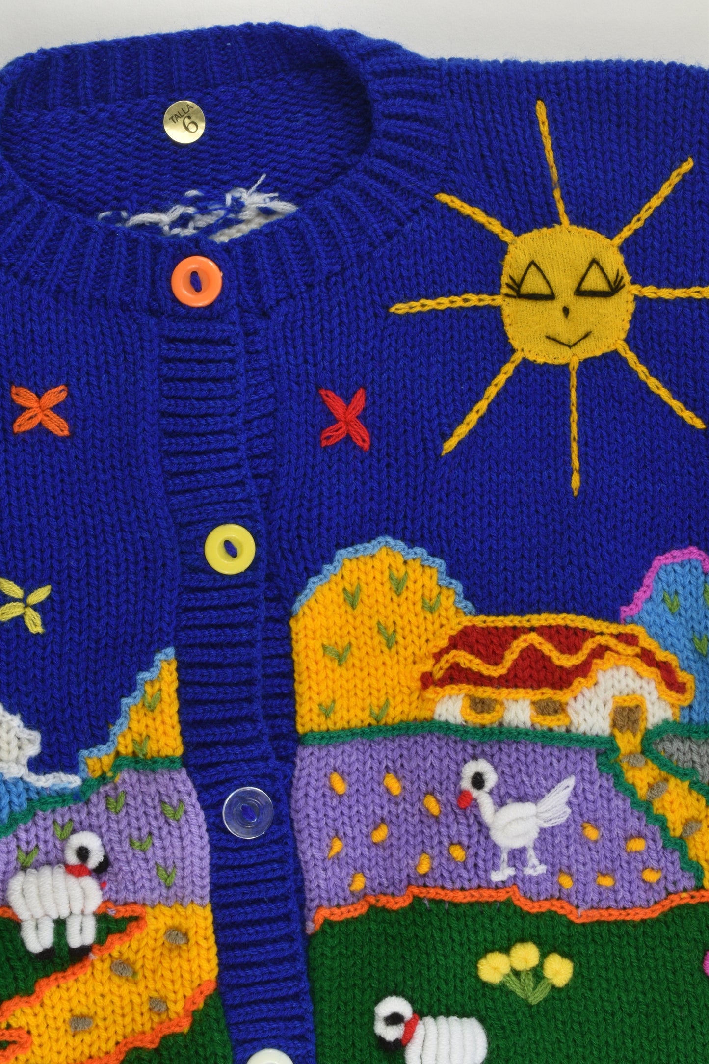 NEW Peruvian Handmade Size 6 Wool Jumper with Buttons