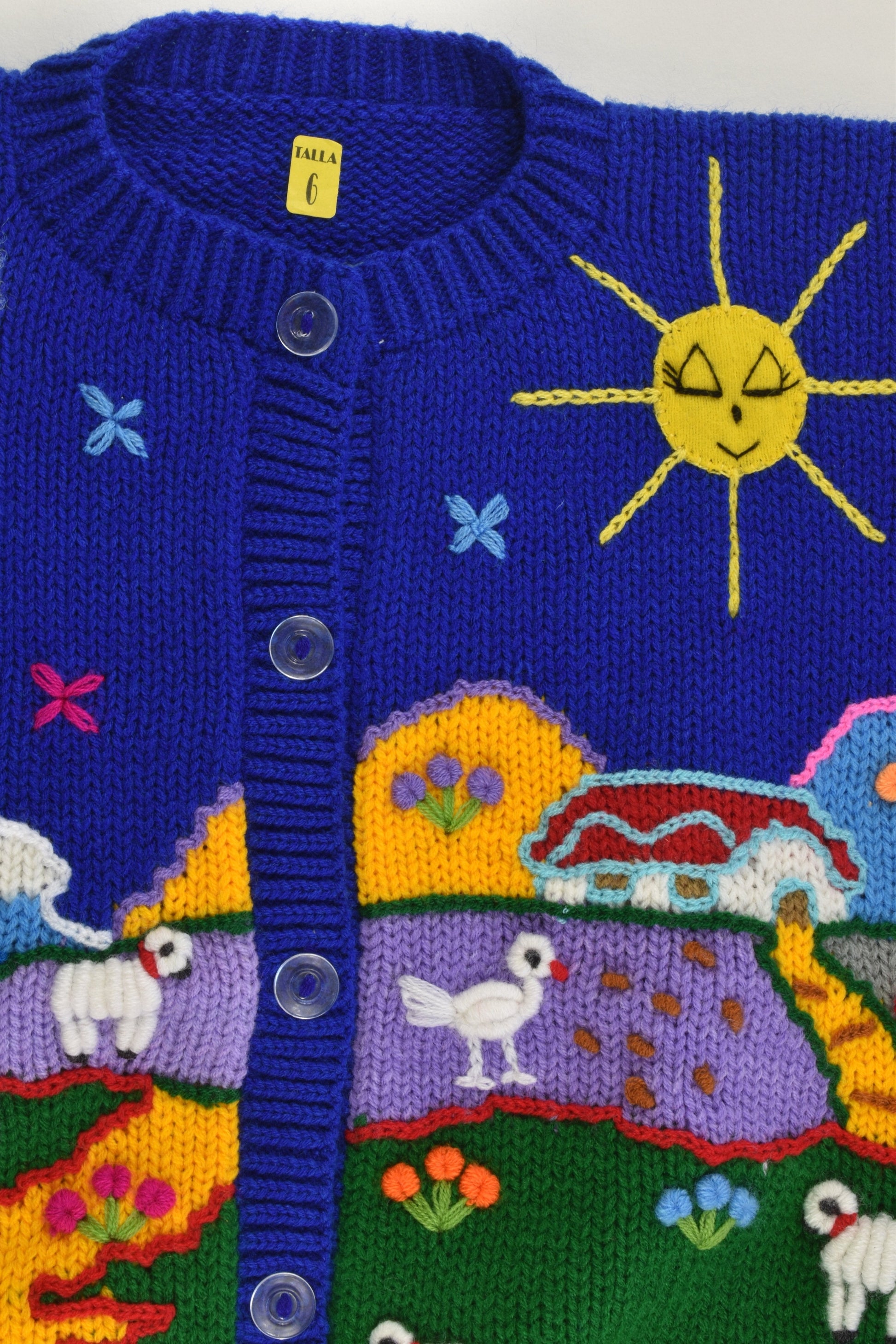 NEW Peruvian Handmade Size 6 Wool Jumper with Buttons
