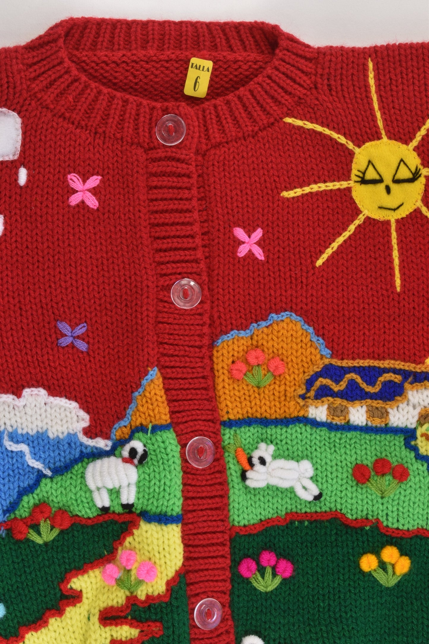NEW Peruvian Handmade Size 6 Wool Jumper with Buttons
