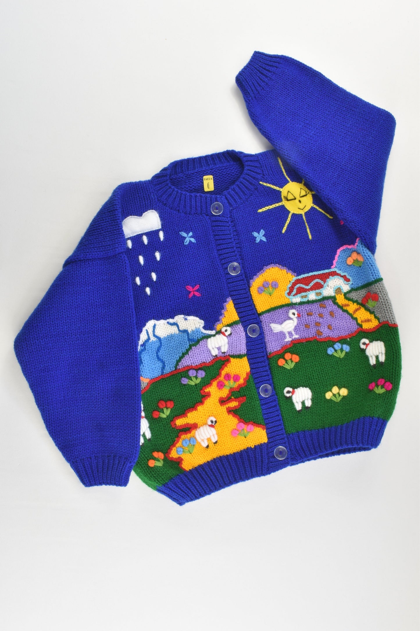NEW Peruvian Handmade Size 6 Wool Jumper with Buttons