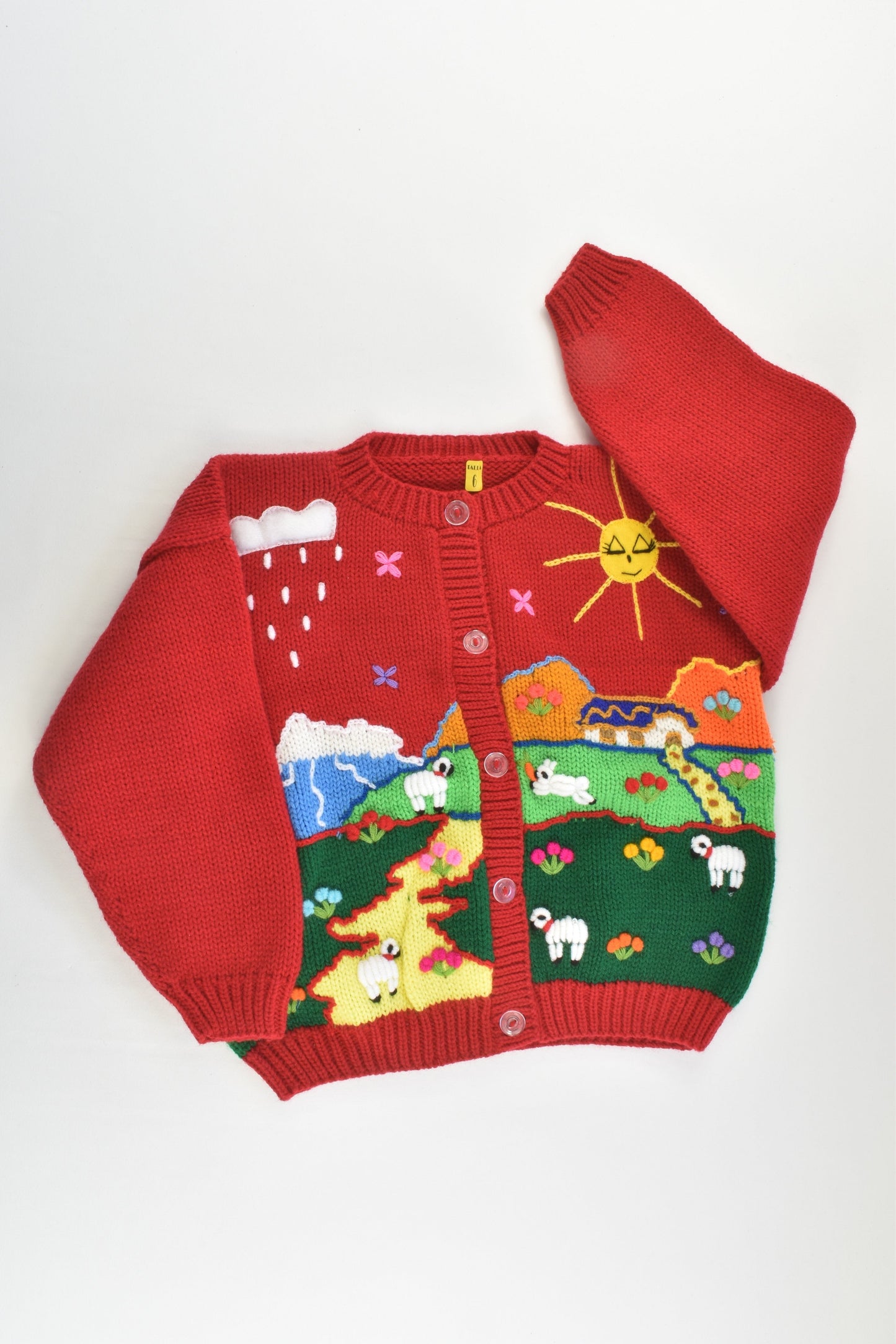 NEW Peruvian Handmade Size 6 Wool Jumper with Buttons
