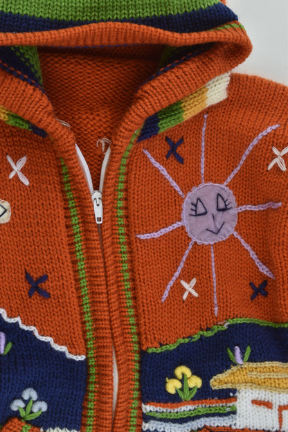 NEW Peruvian Handmade Size 6 Wool Jumper with Zip and Hood