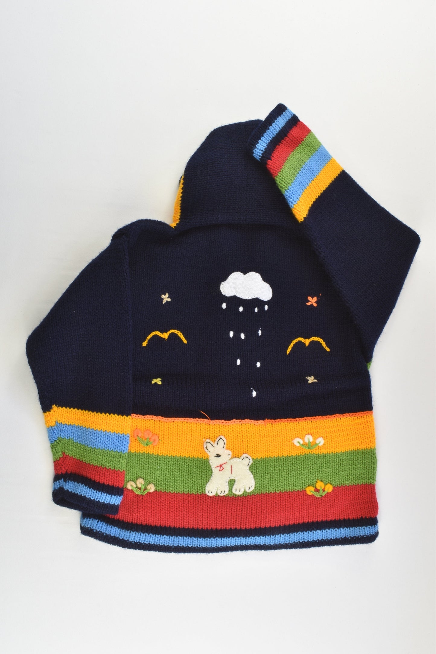 NEW Peruvian Handmade Size 6 Wool Jumper with Zip and Hood