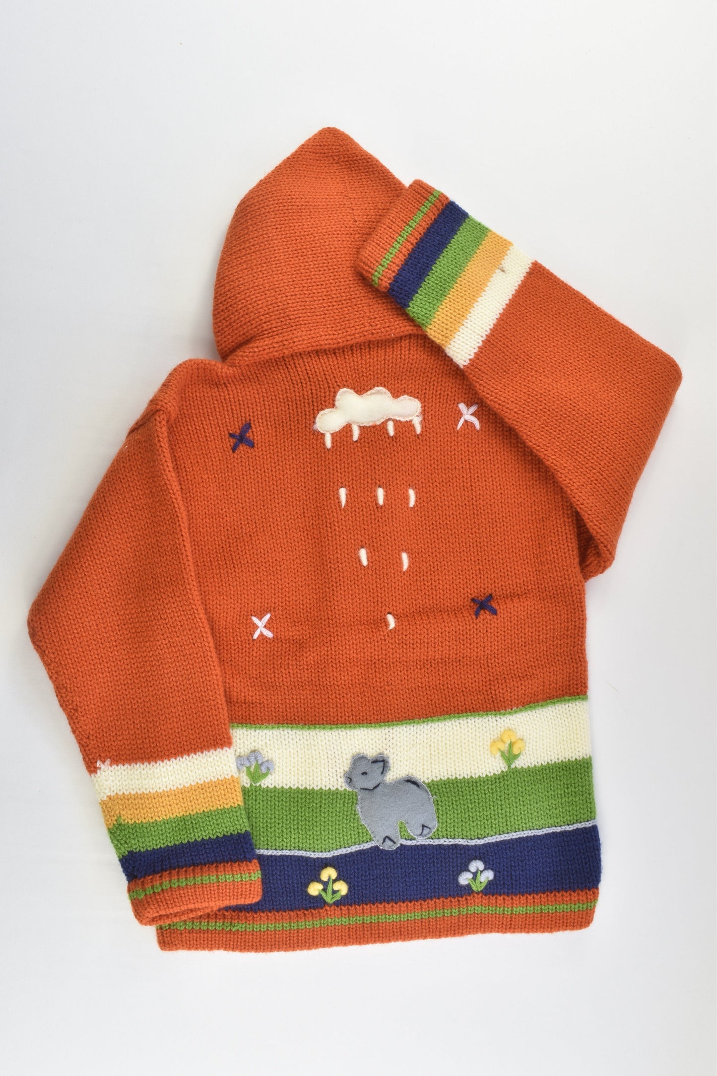 NEW Peruvian Handmade Size 6 Wool Jumper with Zip and Hood