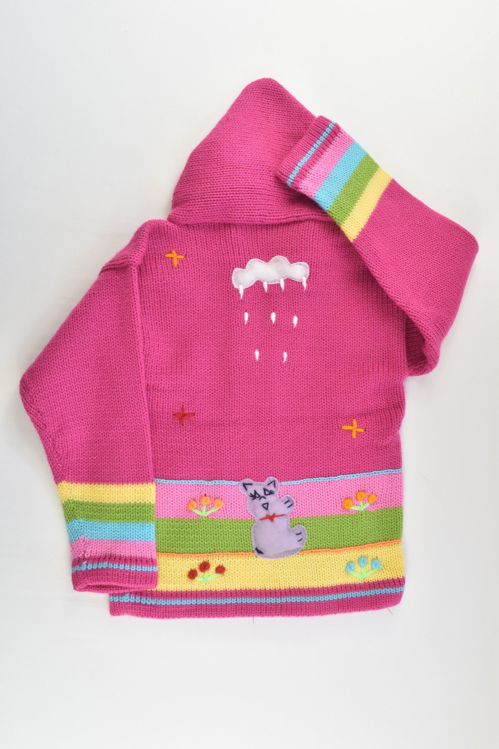 NEW Peruvian Handmade Size 6 Wool Jumper with Zip and Hood