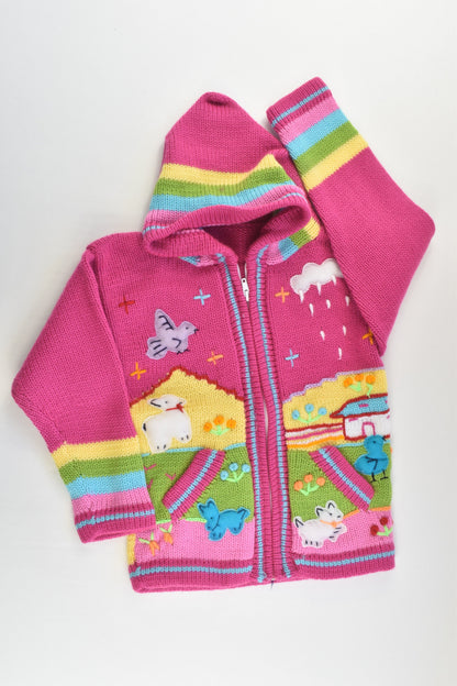 NEW Peruvian Handmade Size 6 Wool Jumper with Zip and Hood