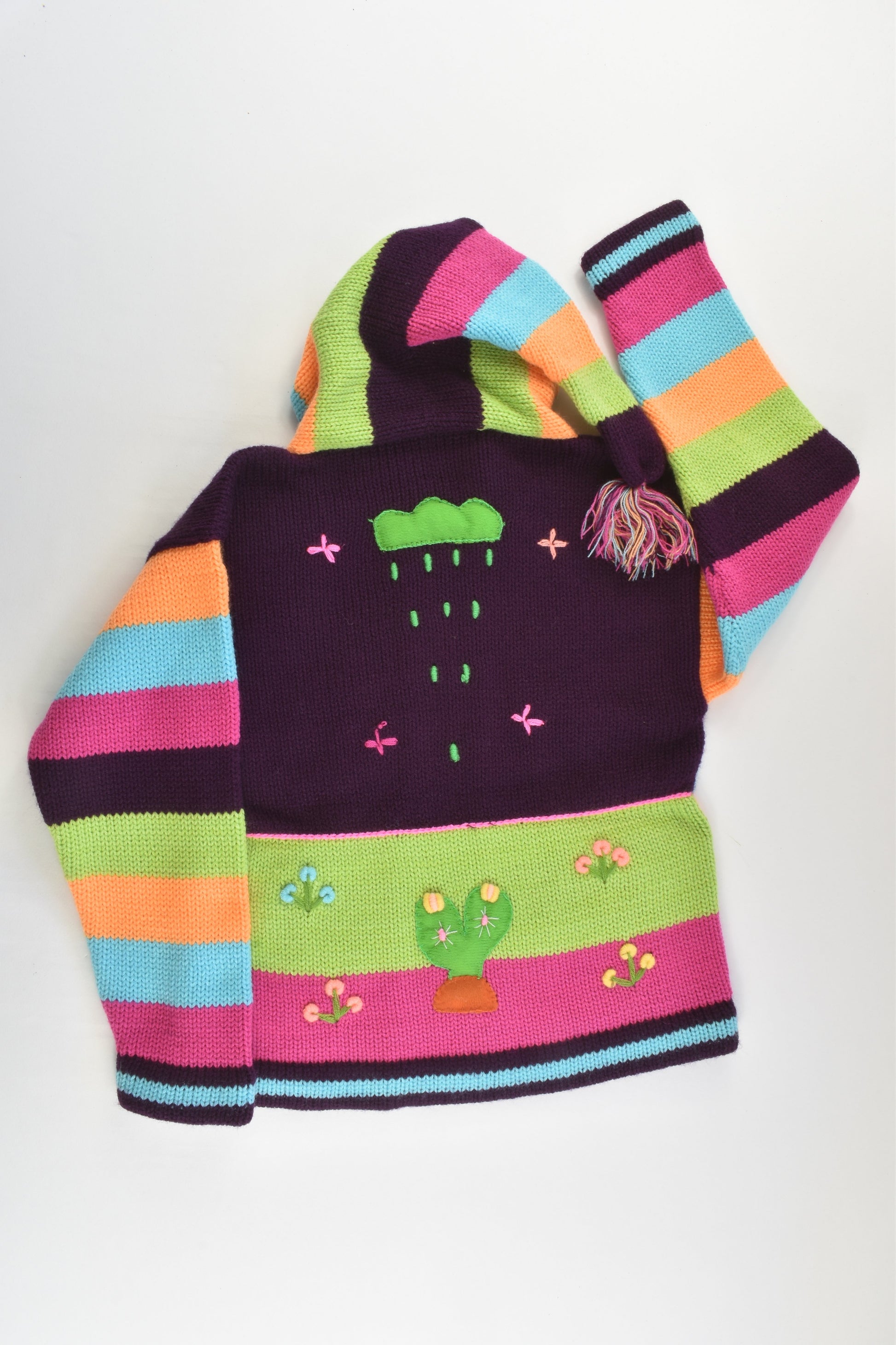 NEW Peruvian Handmade Size 6 Wool Jumper with Zip and Long Hood