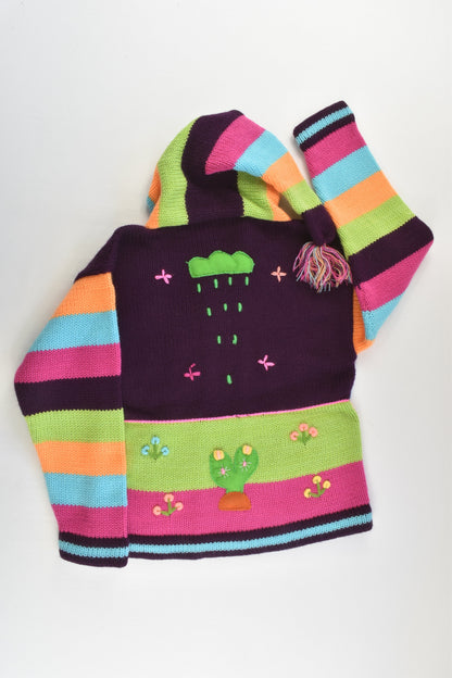 NEW Peruvian Handmade Size 6 Wool Jumper with Zip and Long Hood